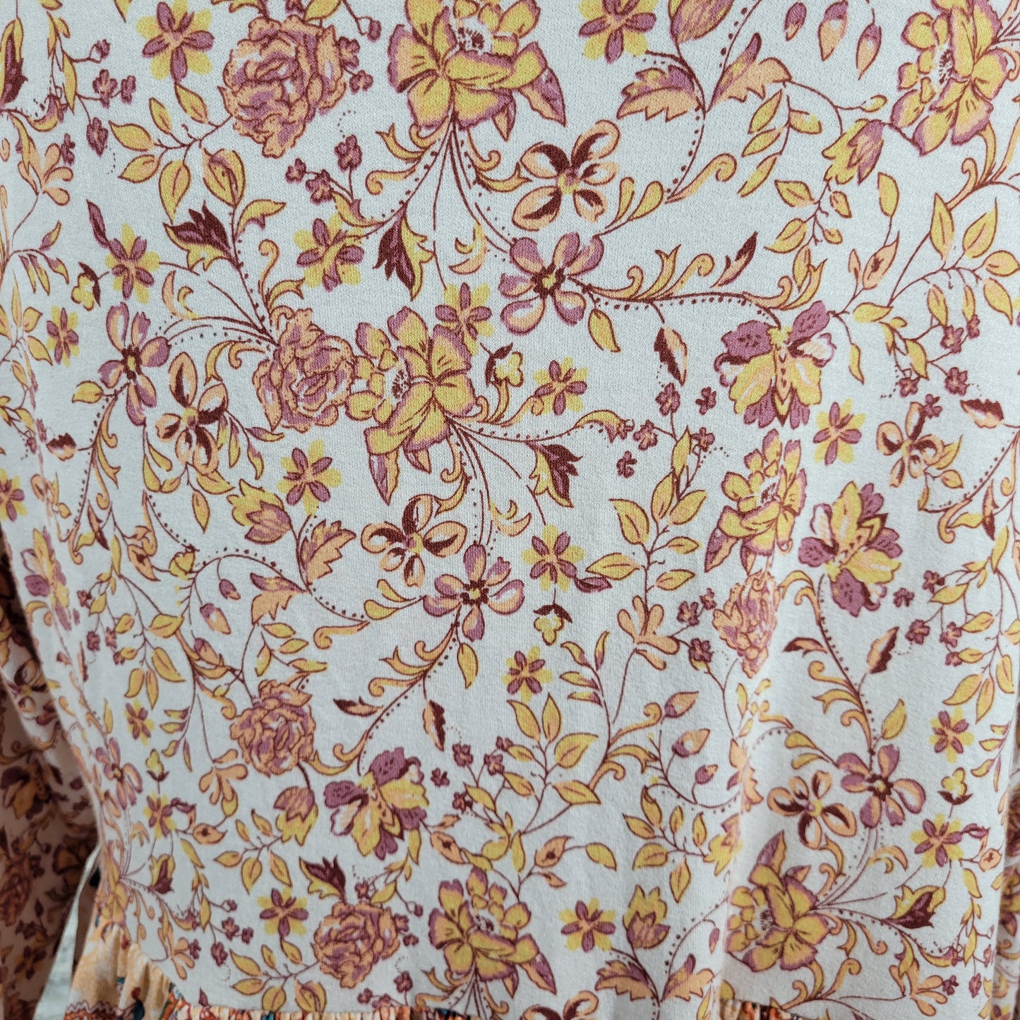 Torrid Women 2X Top Blouse Pink Orange Floral Tied Front 3/4 Sleeve FLO176E