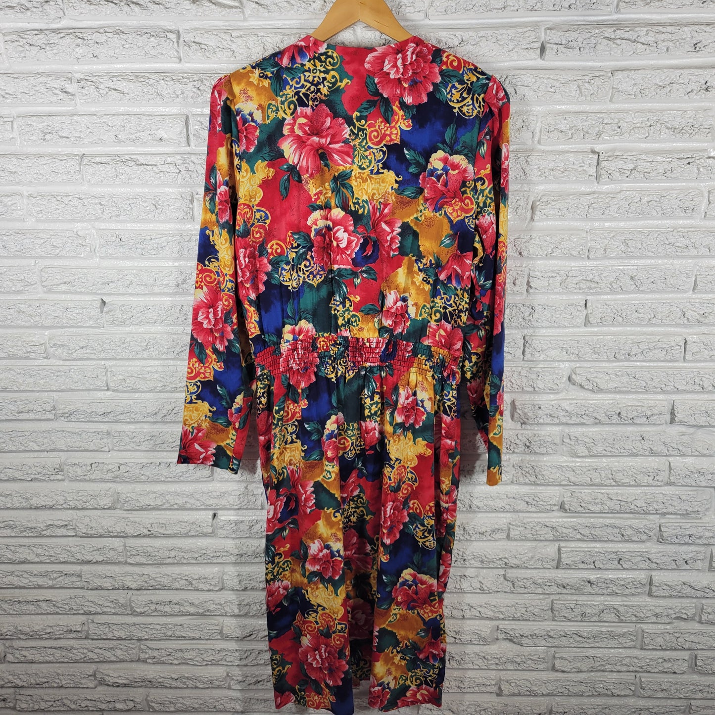 Vintage Via Sant Andrea Women 18W Tall Dress Floral Pleated Long Sleeve FLO155XE