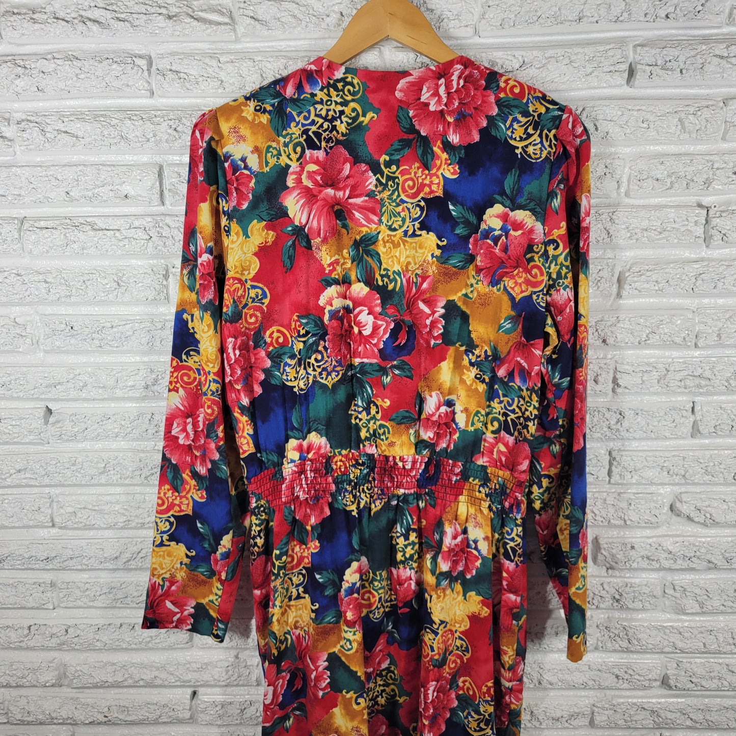 Vintage Via Sant Andrea Women 18W Tall Dress Floral Pleated Long Sleeve FLO155XE