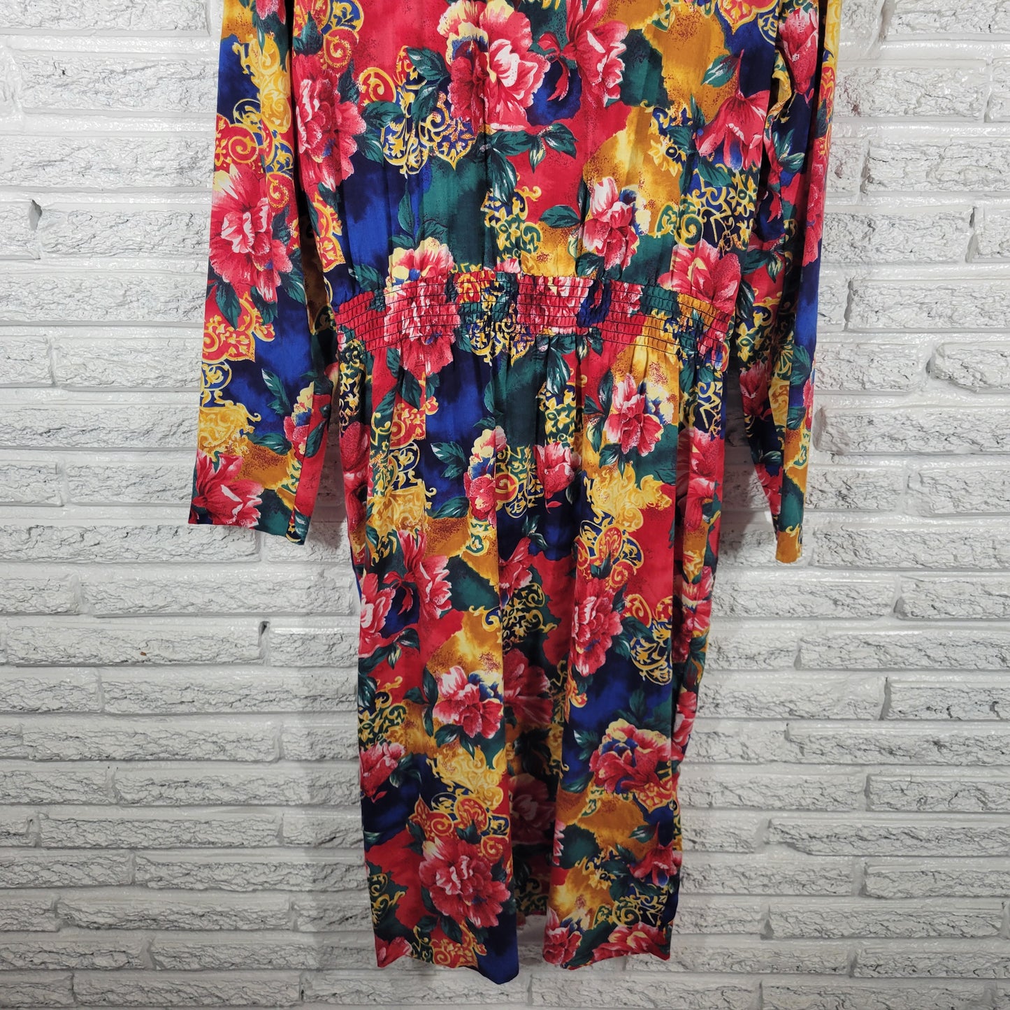 Vintage Via Sant Andrea Women 18W Tall Dress Floral Pleated Long Sleeve FLO155XE