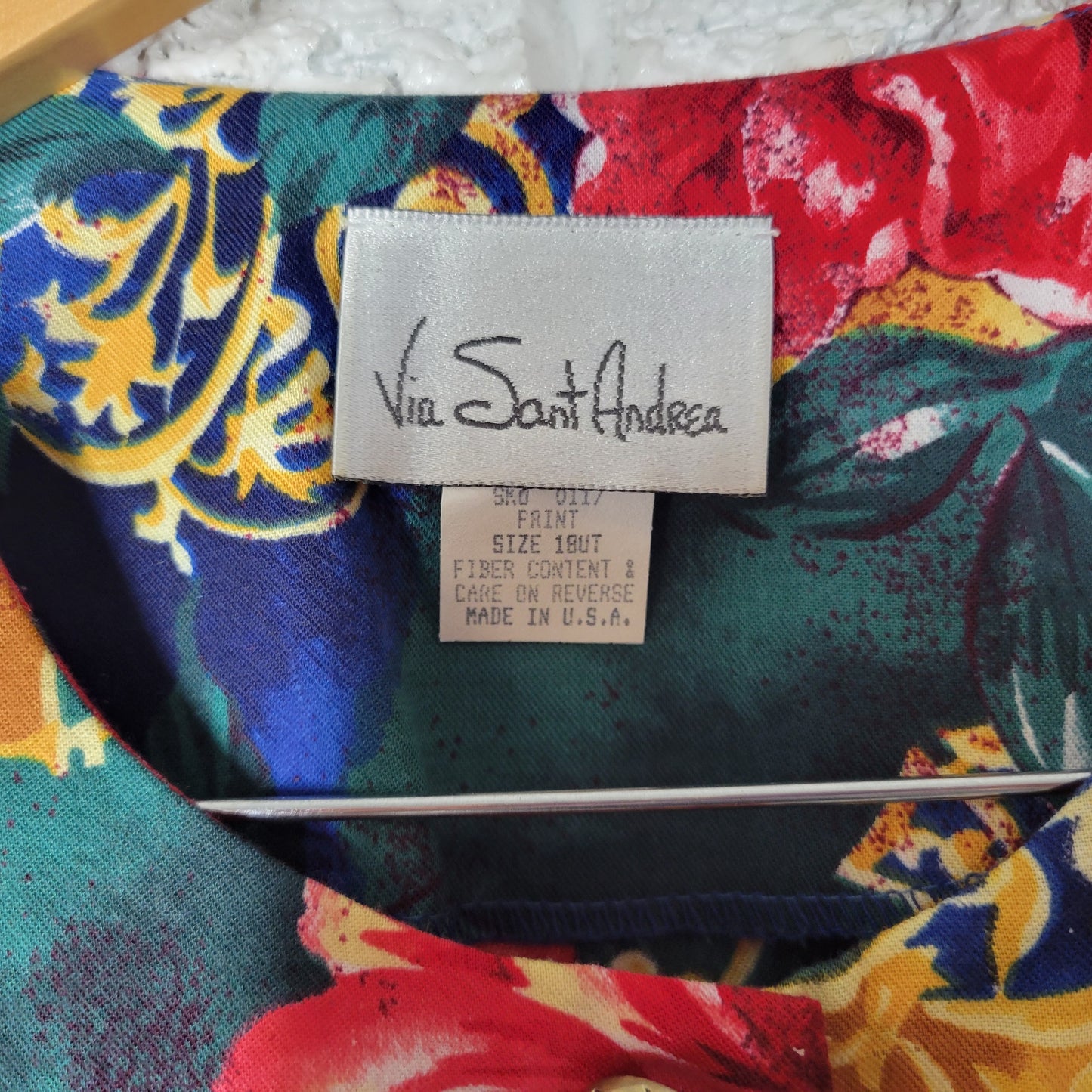 Vintage Via Sant Andrea Women 18W Tall Dress Floral Pleated Long Sleeve FLO155XE
