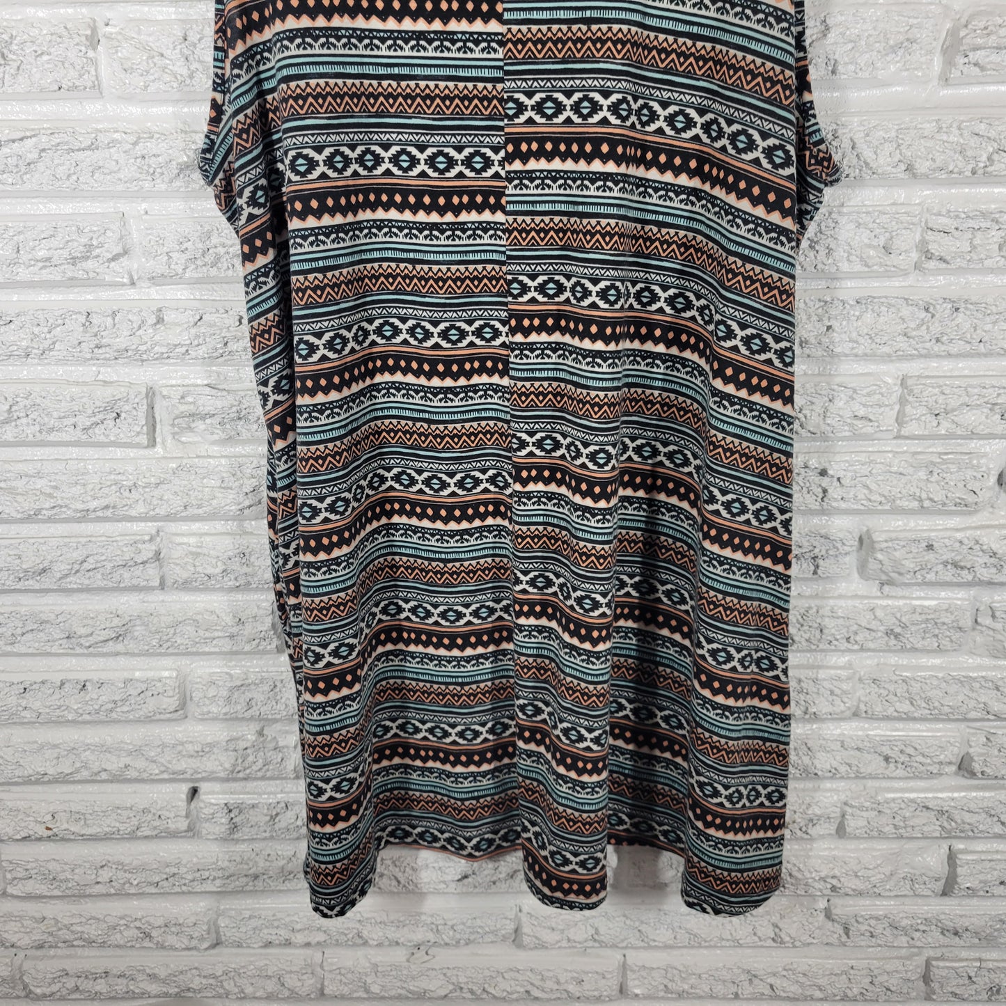 Bobbie Brooks 2X Dress Tunic Mini Pink Black Geometric Sleeveless GEO85XE