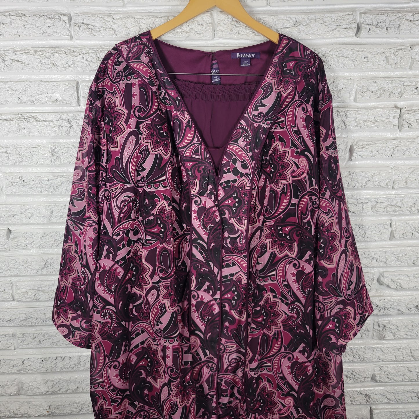 Roamans Plus 42W Pantsuit 3-Pc Purple Paisley Party Formal Travel Set SWE128E