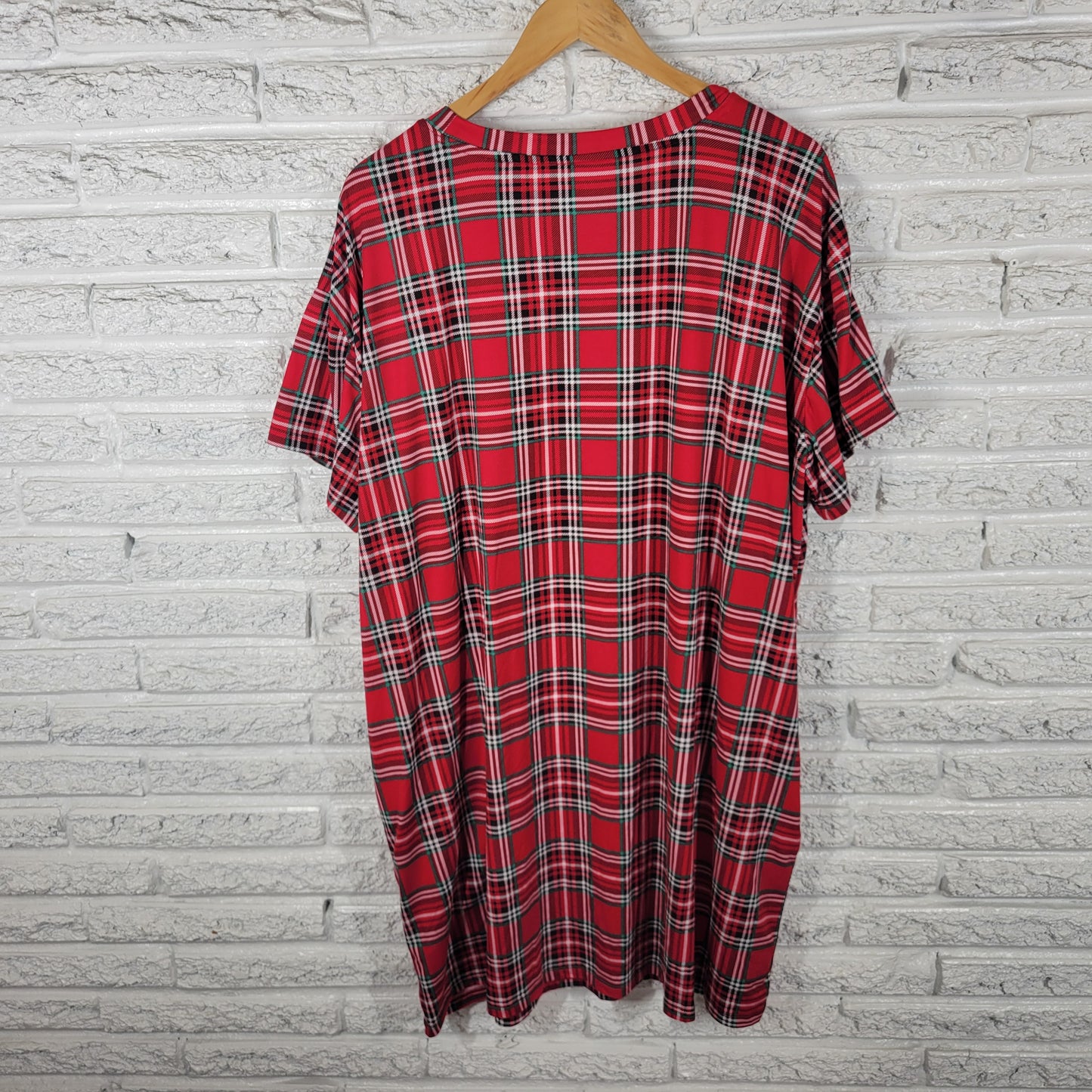 Joyspun Women 2X 3X Pajama Top Nightgown Sleepshirt Christmas Red Plaid PLA8E