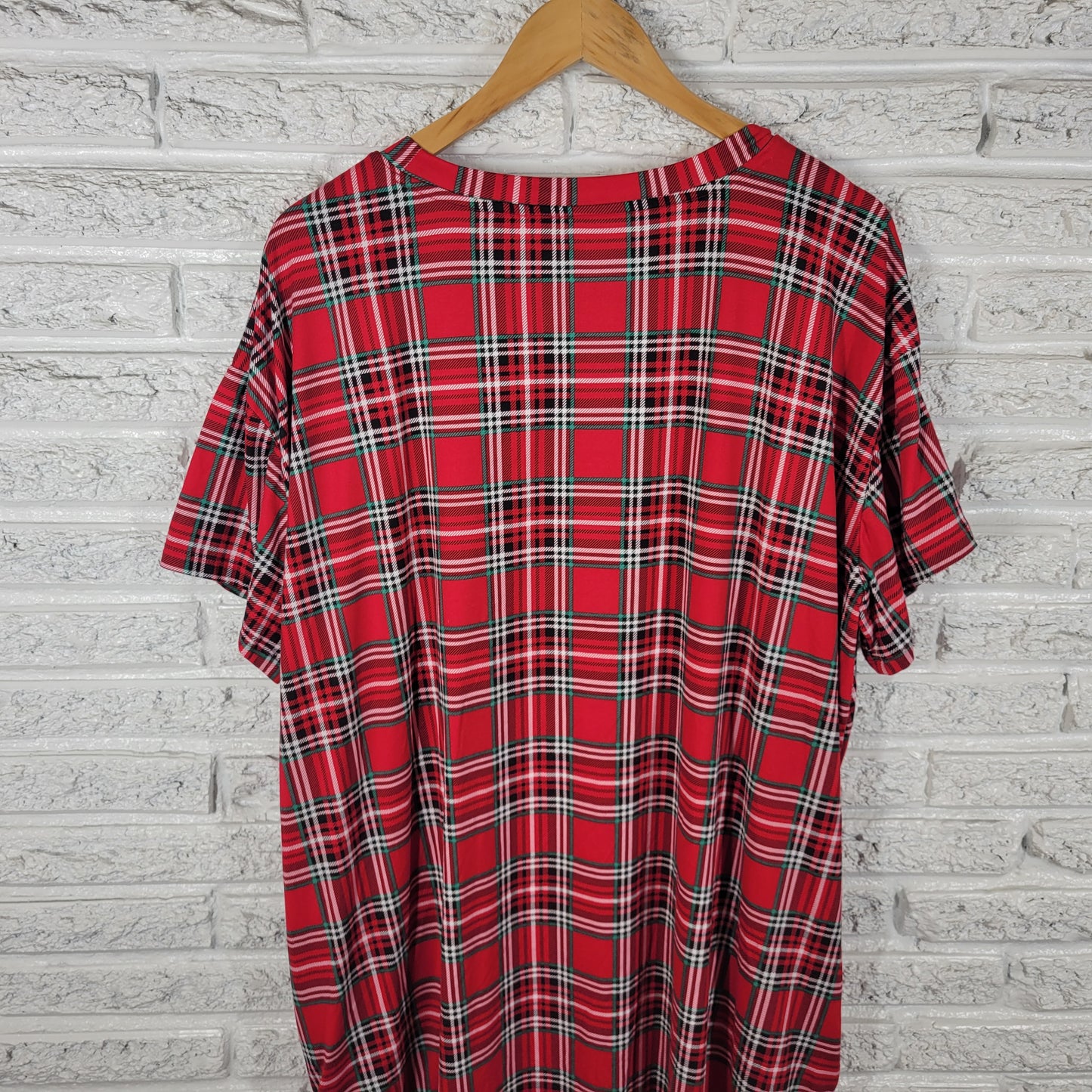 Joyspun Women 2X 3X Pajama Top Nightgown Sleepshirt Christmas Red Plaid PLA8E