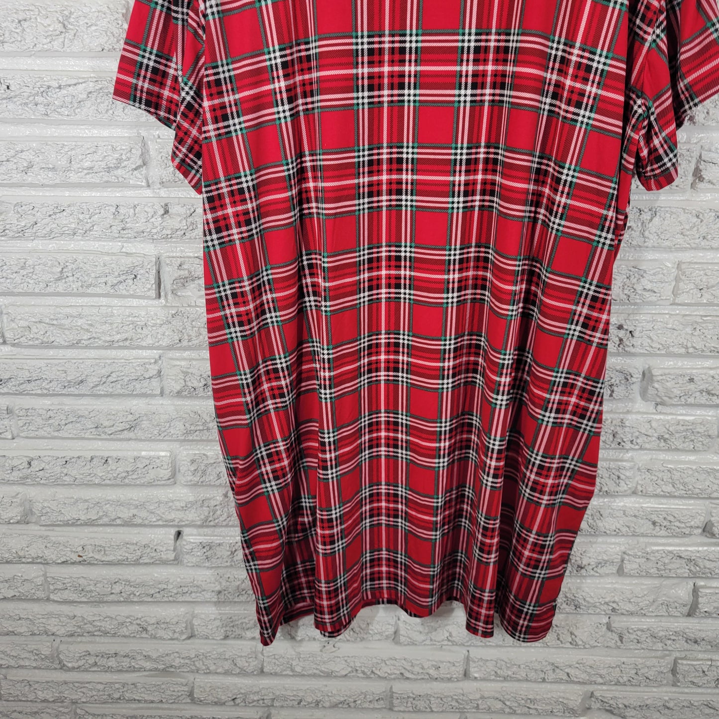Joyspun Women 2X 3X Pajama Top Nightgown Sleepshirt Christmas Red Plaid PLA8E
