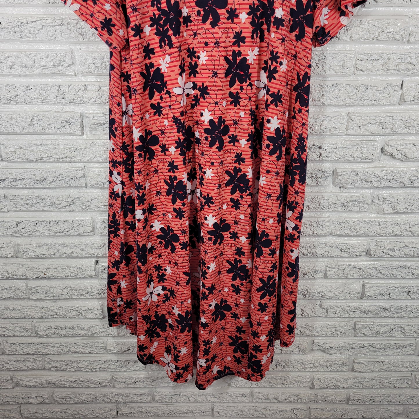 LuLaRoe Women XL Dress Pink Blue Floral Asymmetric Knee Length USA FLO49E