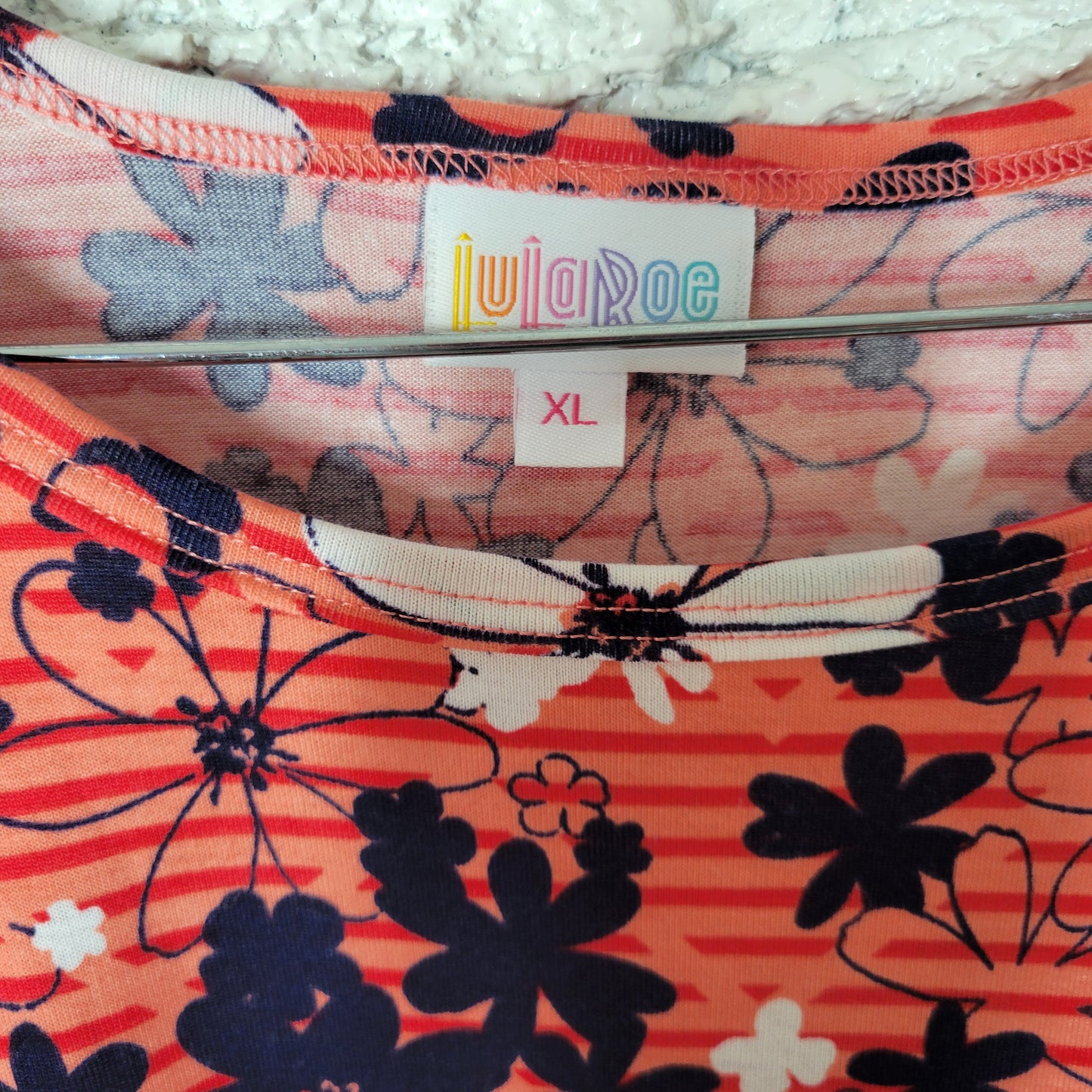 LuLaRoe Women XL Dress Pink Blue Floral Asymmetric Knee Length USA FLO49E