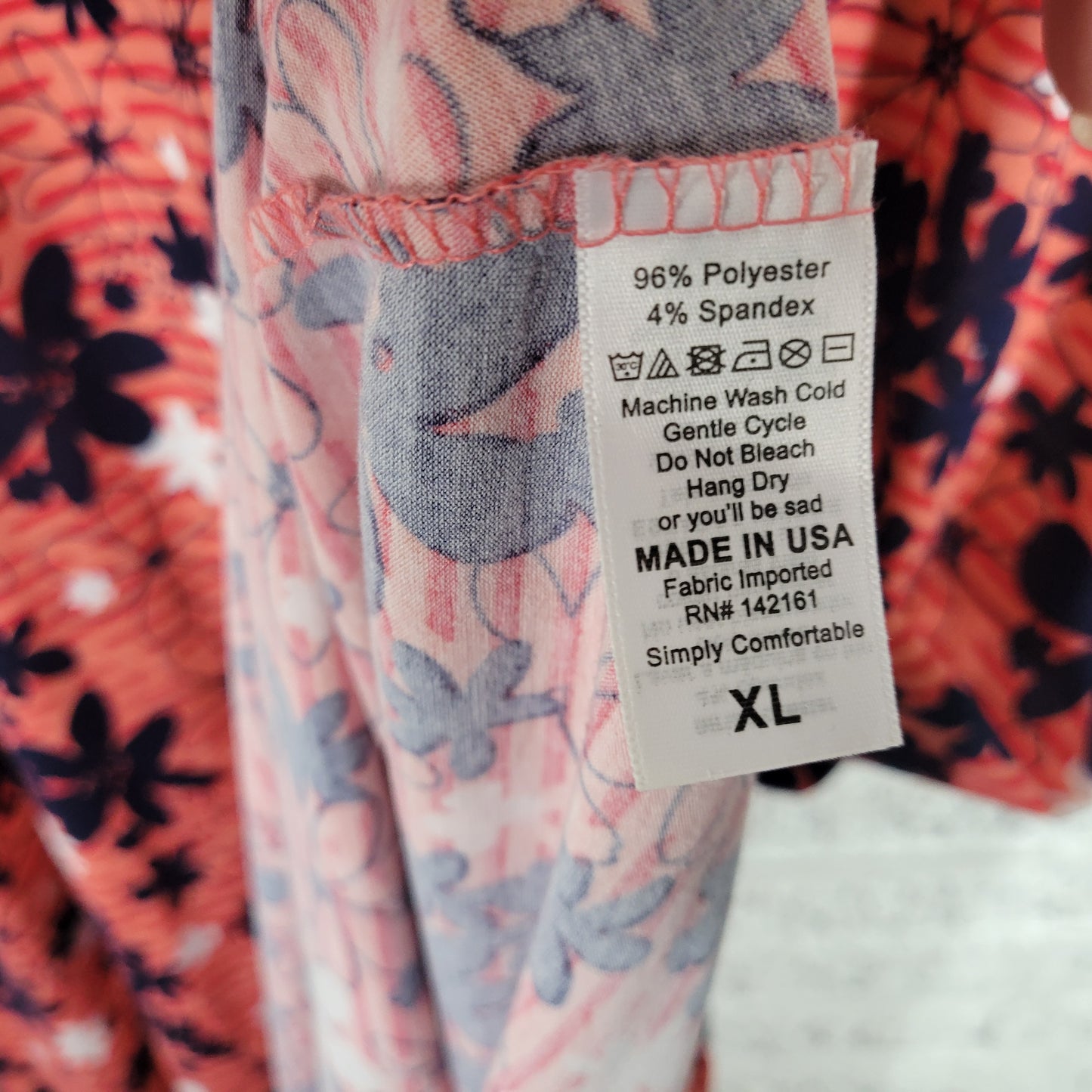 LuLaRoe Women XL Dress Pink Blue Floral Asymmetric Knee Length USA FLO49E