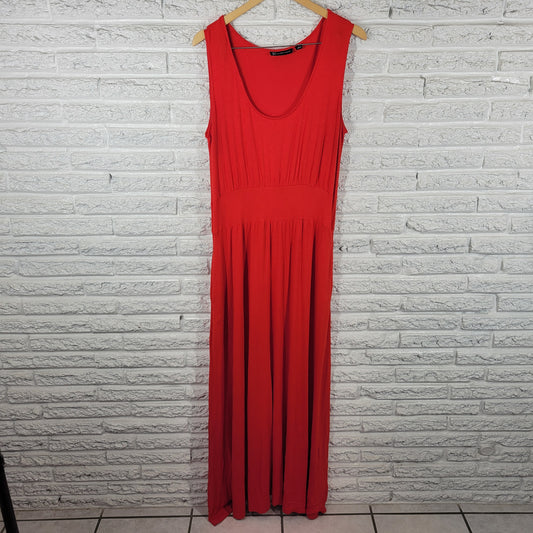 New York & Company Women XL Maxi Dress Red Tank Sleeveless Sheath Stretch RED35E