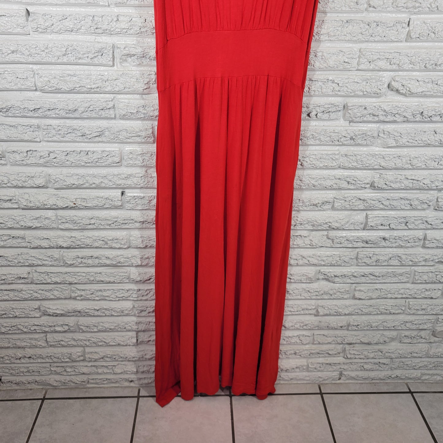 New York & Company Women XL Maxi Dress Red Tank Sleeveless Sheath Stretch RED35E