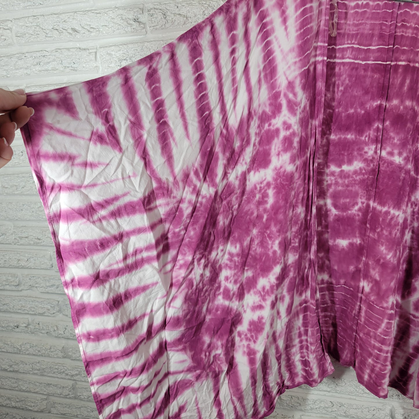 Catherines Women 0X 1X Top Purple Tie Dye Kimono Sleeve Open Blouse Rayon TIE1E