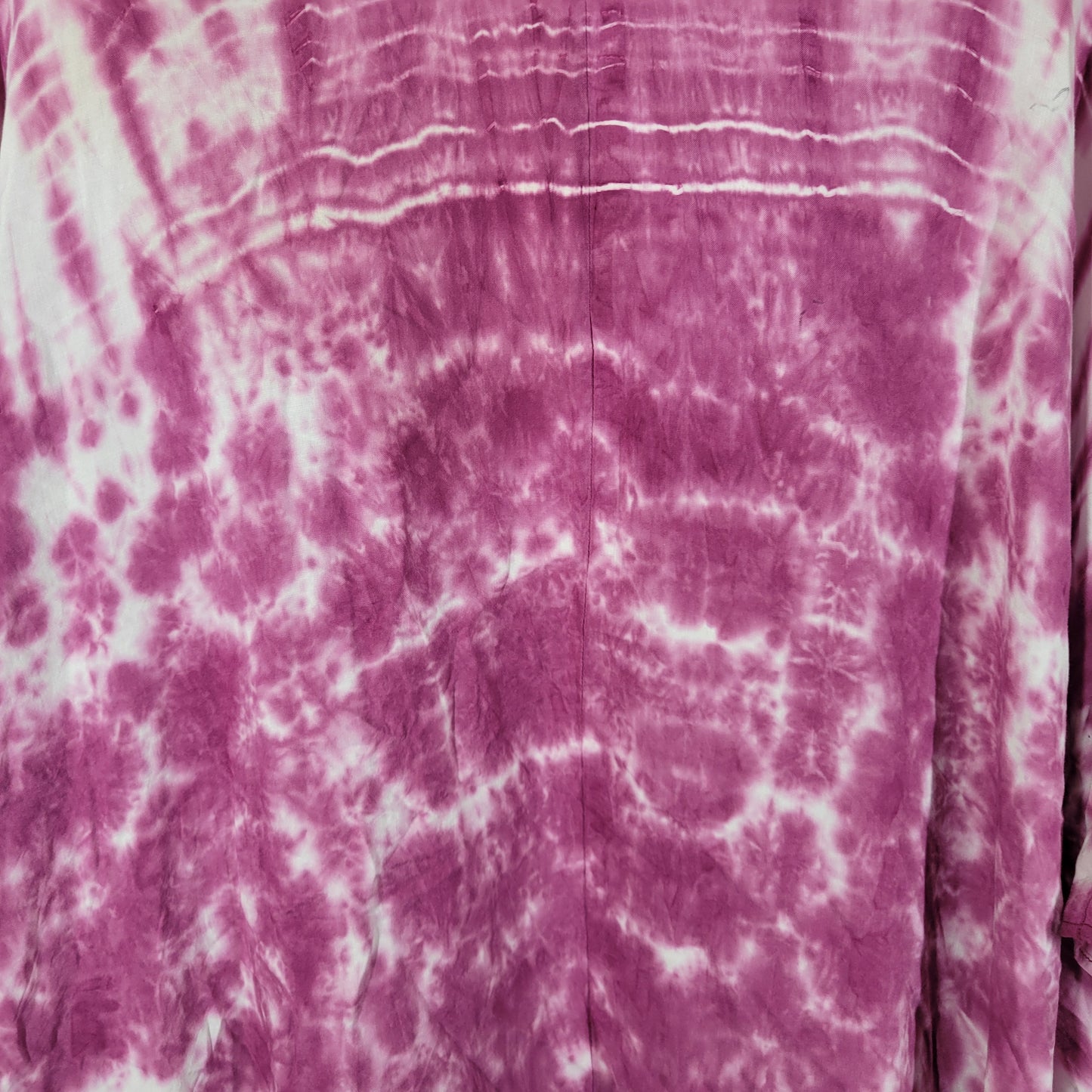 Catherines Women 0X 1X Top Purple Tie Dye Kimono Sleeve Open Blouse Rayon TIE1E