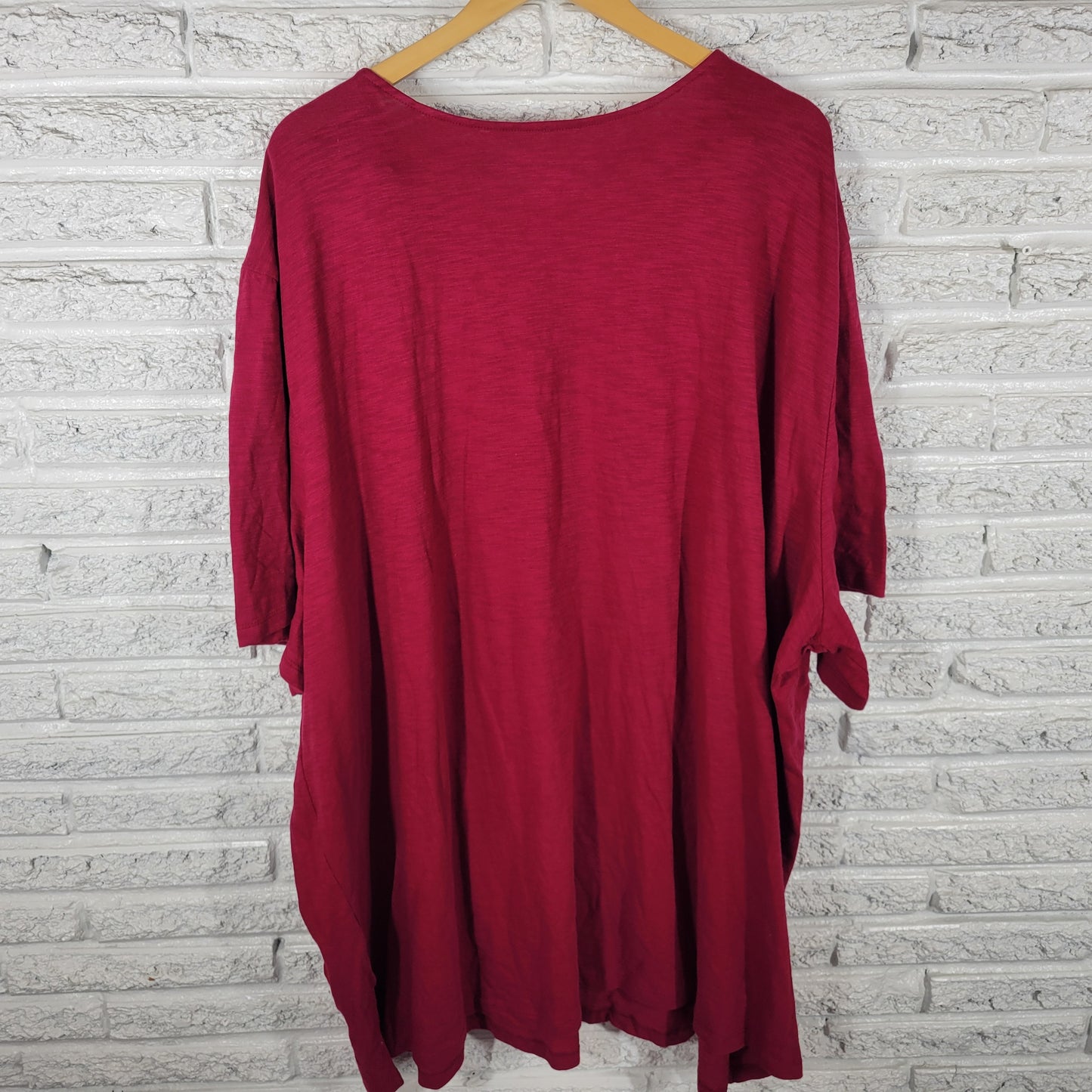 Catherines Easy Fit Women 5X Tee Tunic Red Crochet Trim Cotton RED26E