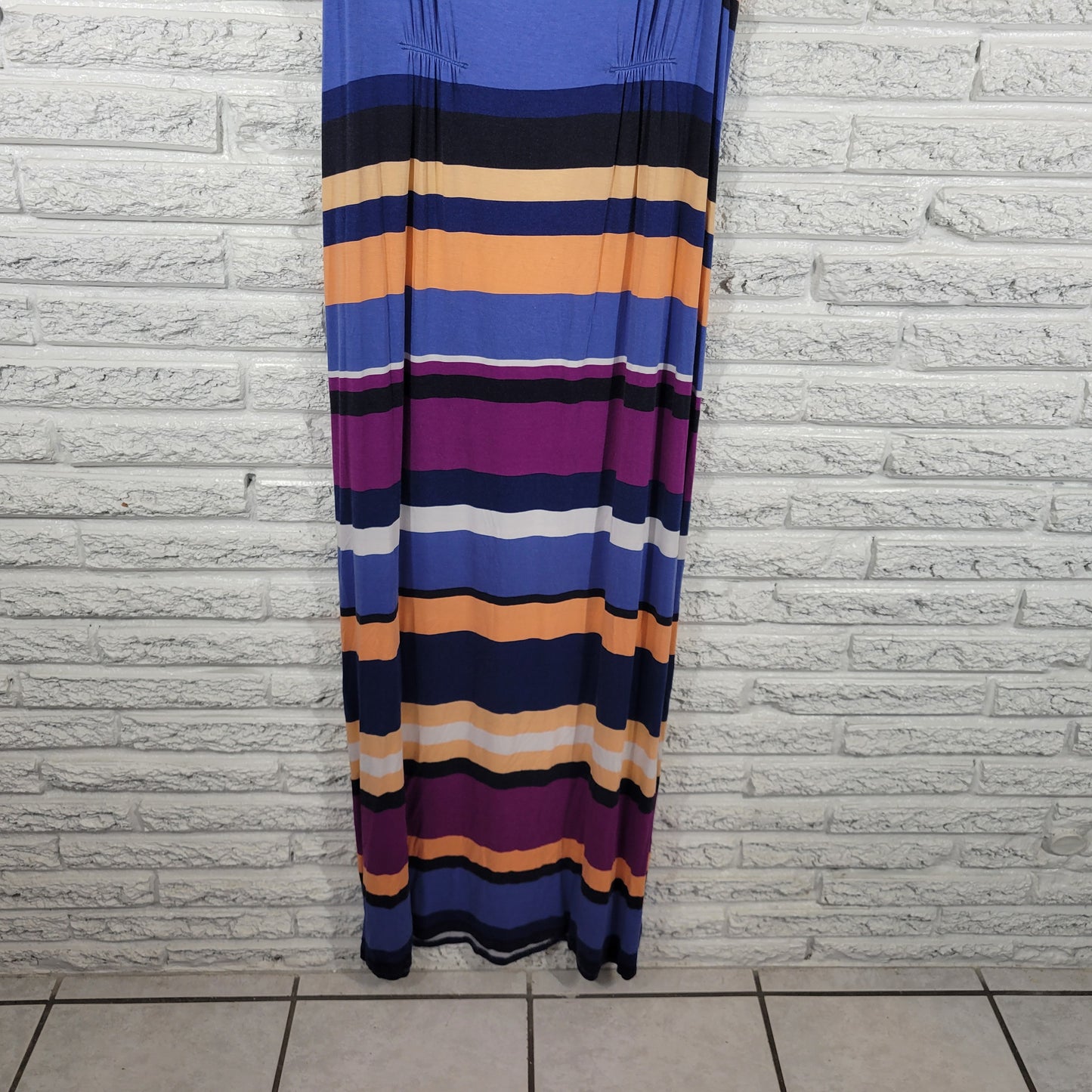 Ana A.n.a Women 1X Maxi Dress Multicolor Striped Sleeveless Stretch Tank STR146E