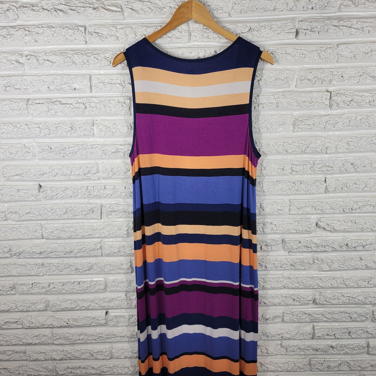 Ana A.n.a Women 1X Maxi Dress Multicolor Striped Sleeveless Stretch Tank STR146E