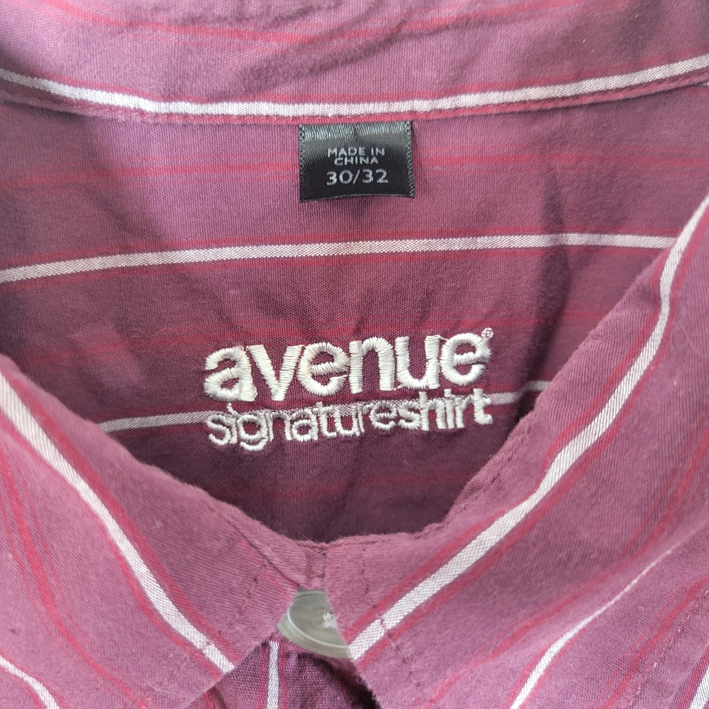 Avenue Signature Women 30/32 Top Purple White Striped Button 3/4 Sleeve STR40E