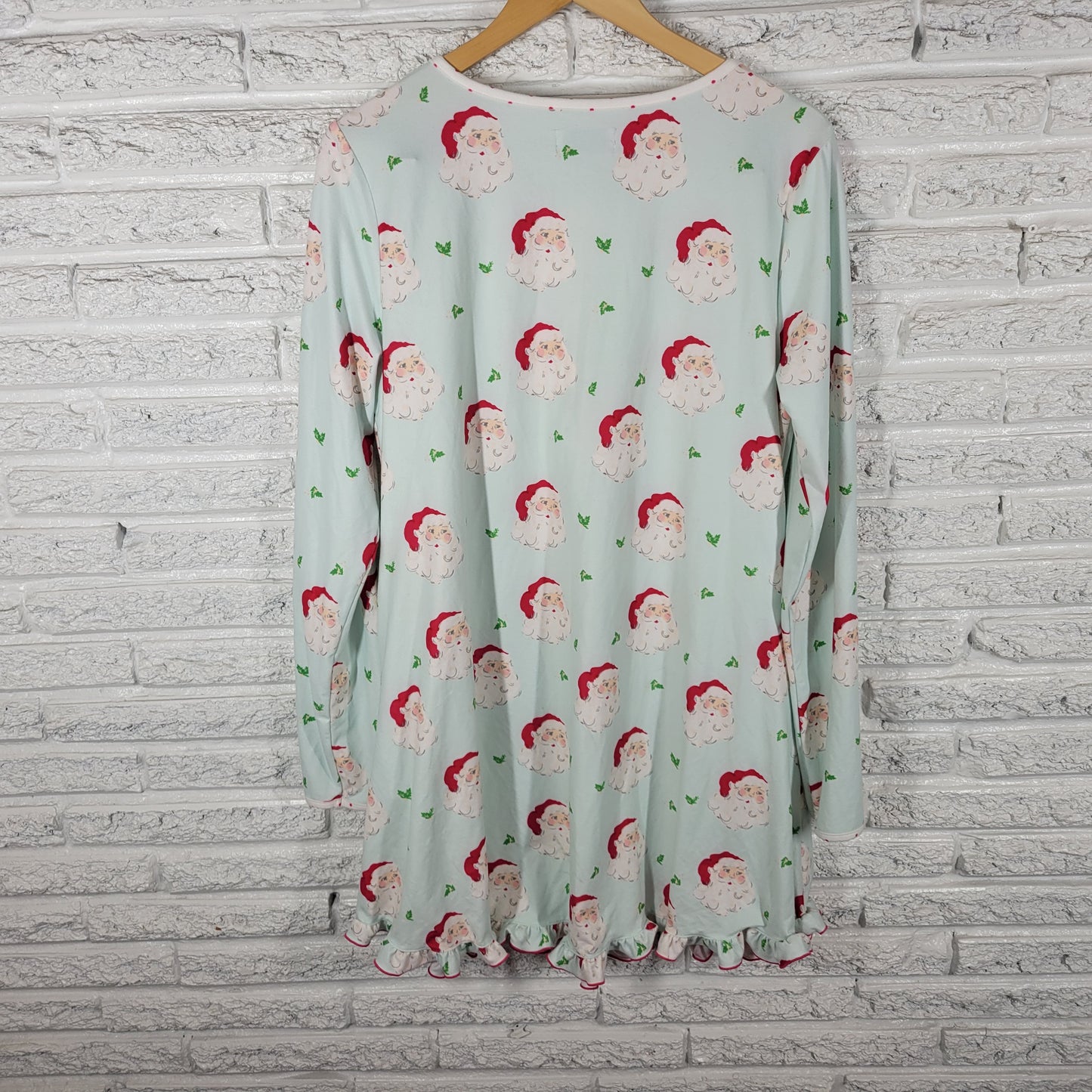 Sweet Honey Women XL Pajama Top Christmas Santa Claus Ruffle Long Sleeve NOV153E