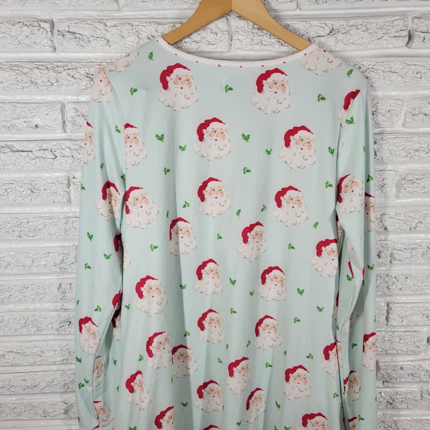 Sweet Honey Women XL Pajama Top Christmas Santa Claus Ruffle Long Sleeve NOV153E