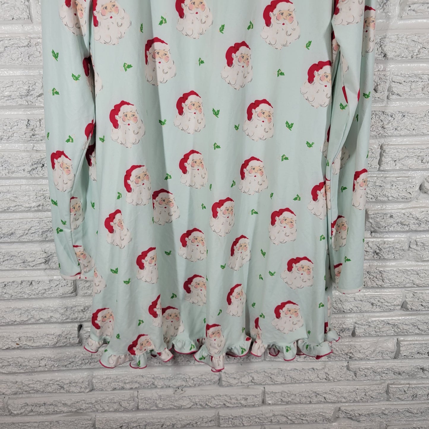 Sweet Honey Women XL Pajama Top Christmas Santa Claus Ruffle Long Sleeve NOV153E