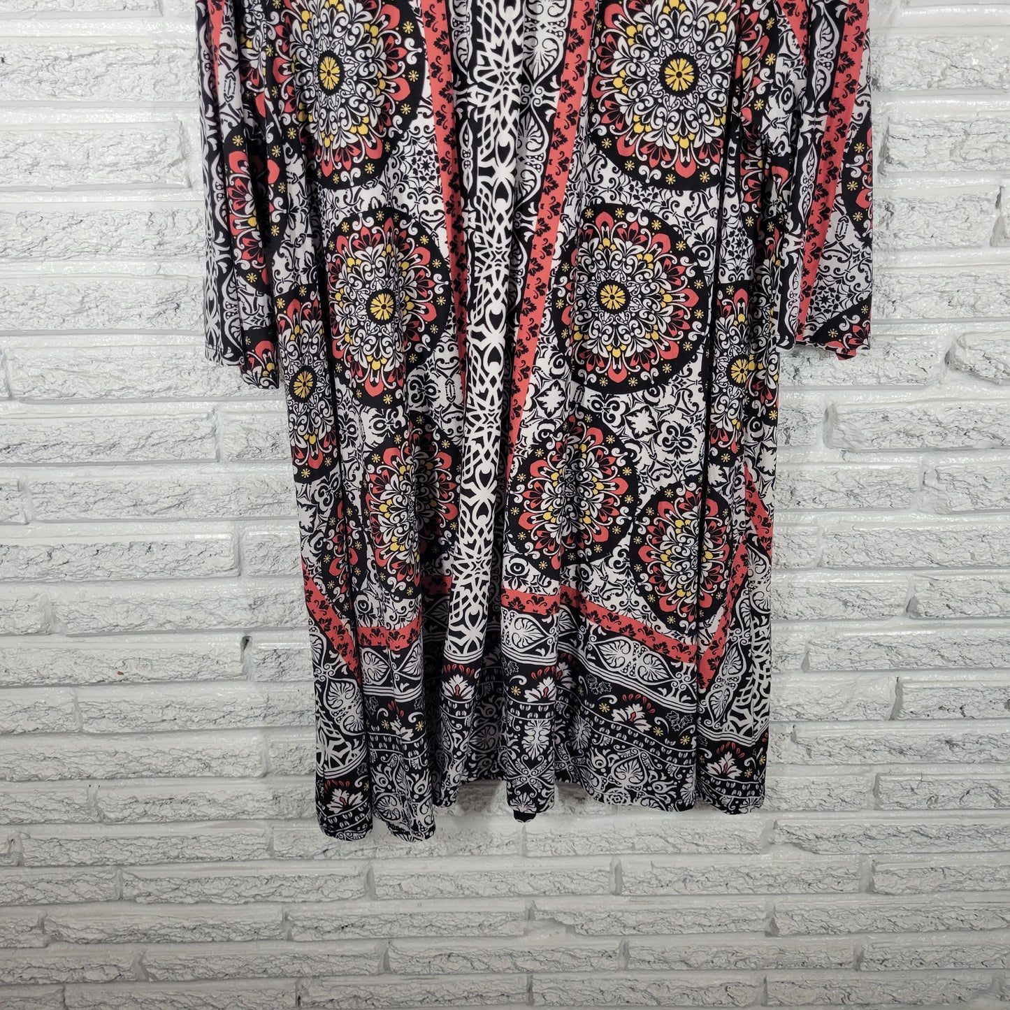 Allison Brittney Women 3X Shirt Dress Black Red Geometric Keyhole GEO84E