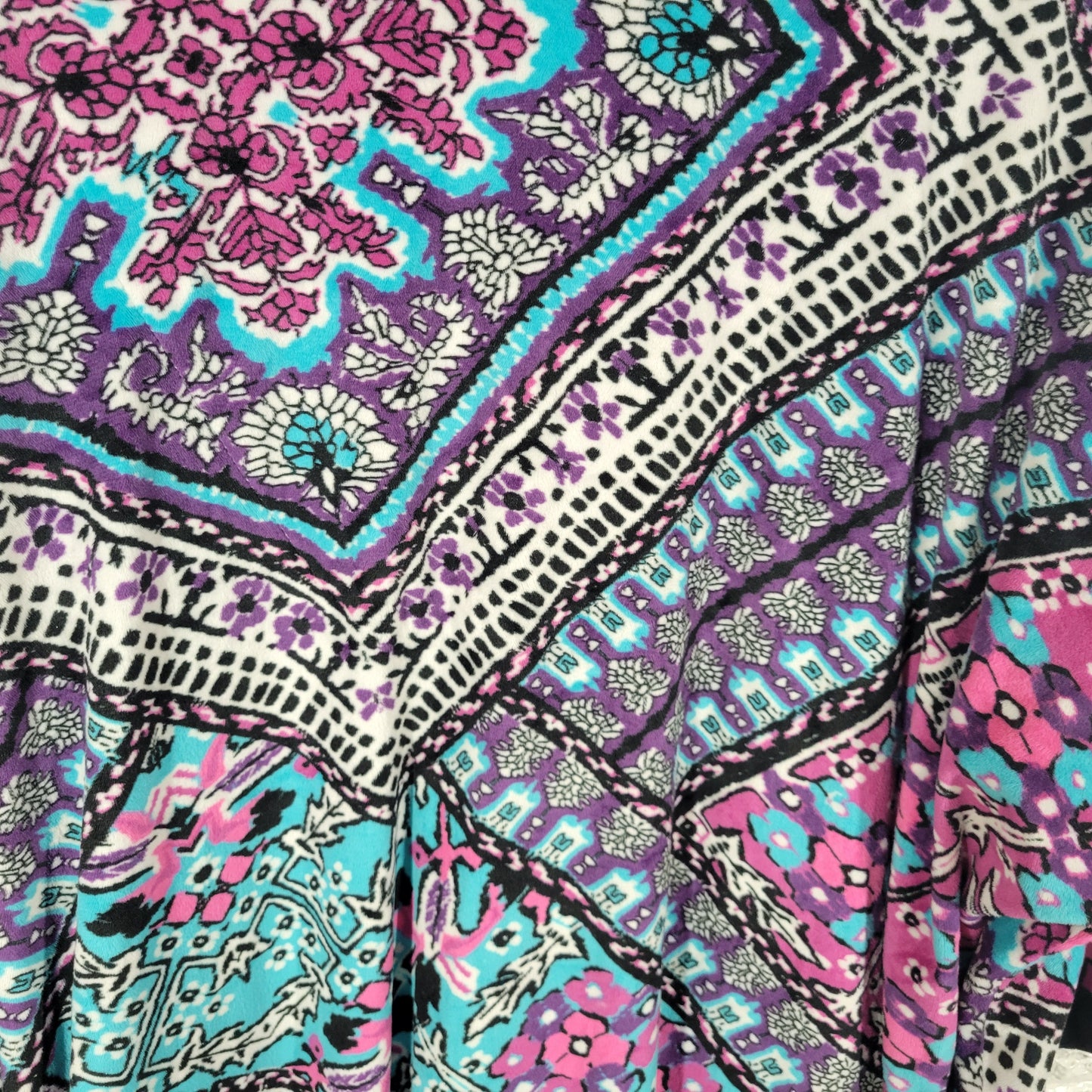 Ellen Tracy Robe L XL Womens Purple Blue Geometric Fleece Full Zip GEO194E