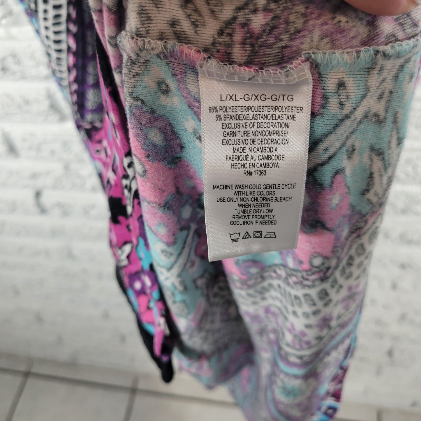 Ellen Tracy Robe L XL Womens Purple Blue Geometric Fleece Full Zip GEO194E