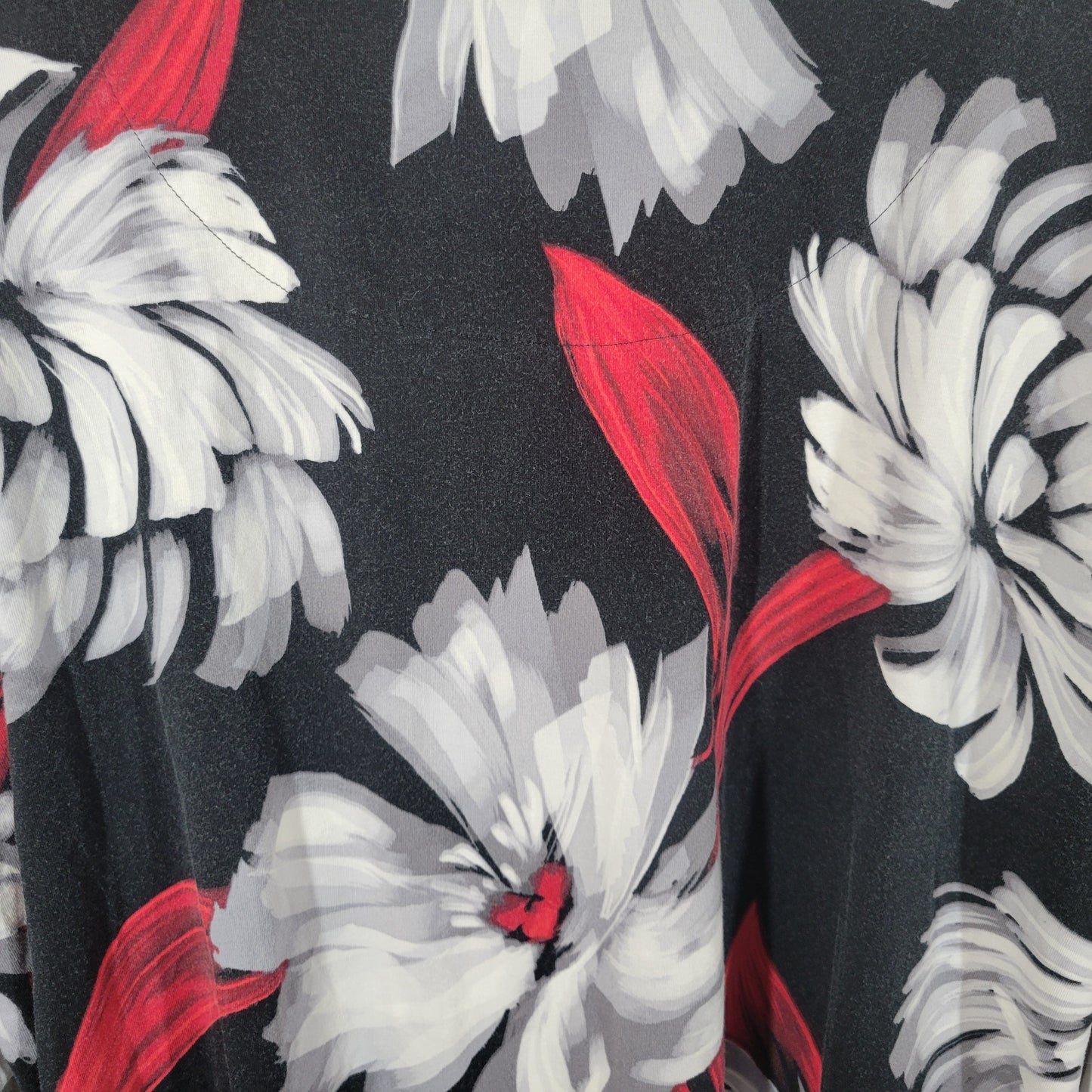 Alfred Dunner Top 3X Womens Plus Black Red Gray Floral Studded  FLO205E