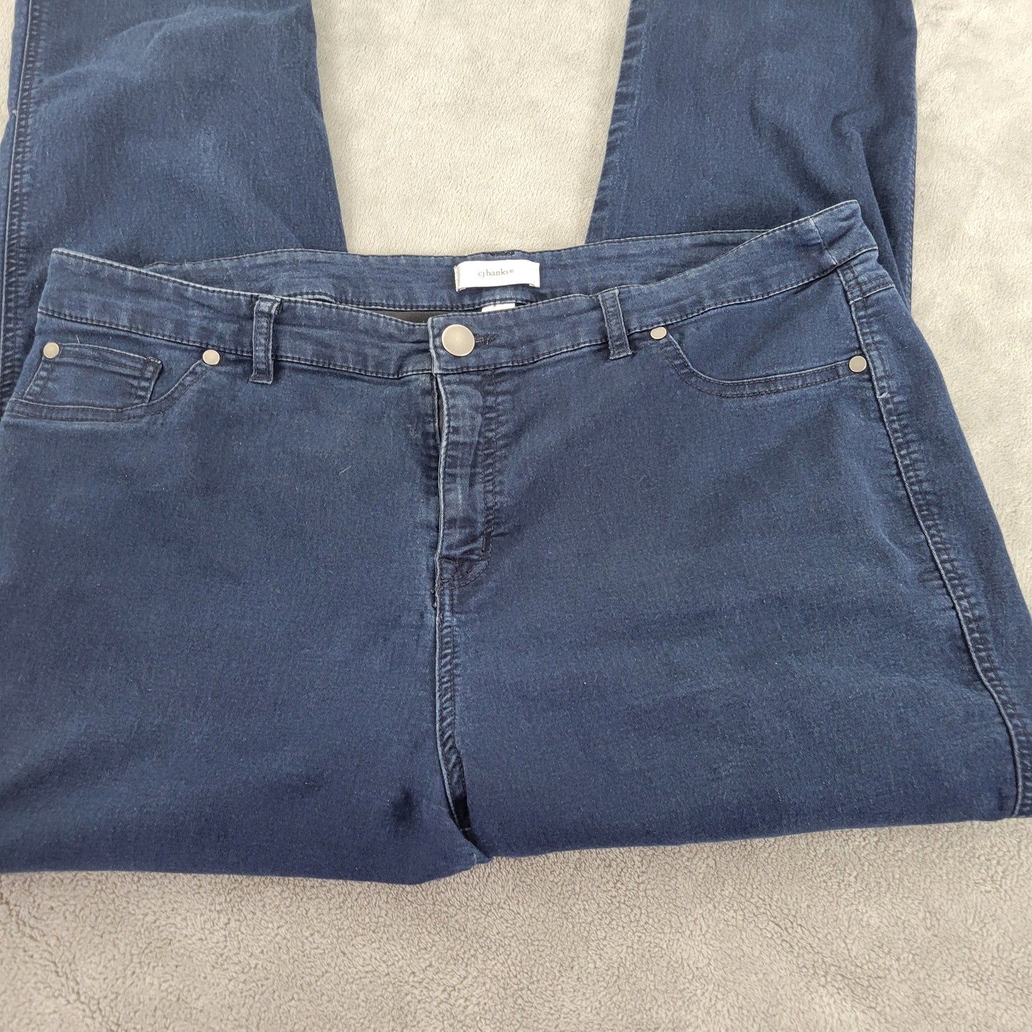 CJ Banks Jeans 20W Womens Plus Dark Wash Straight Elastic Waist Stretch SL111E