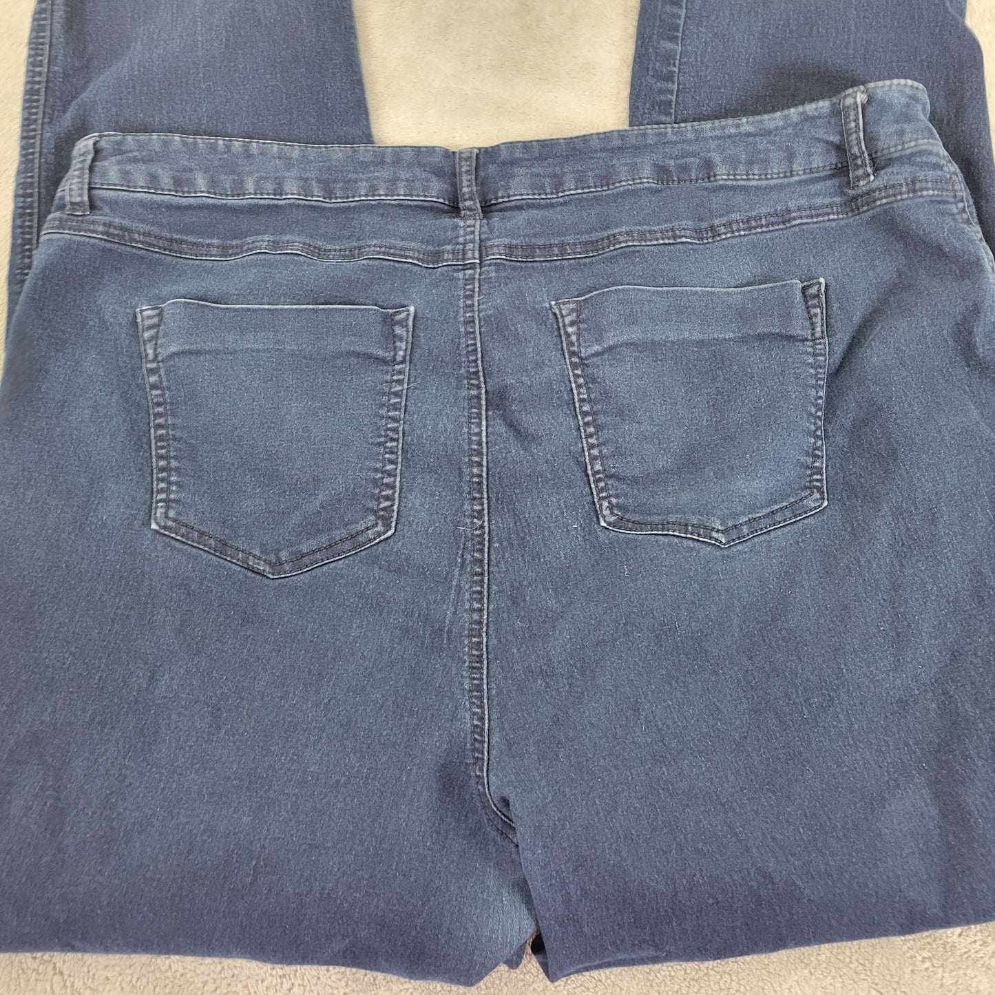 CJ Banks Jeans 20W Womens Plus Dark Wash Straight Elastic Waist Stretch SL111E
