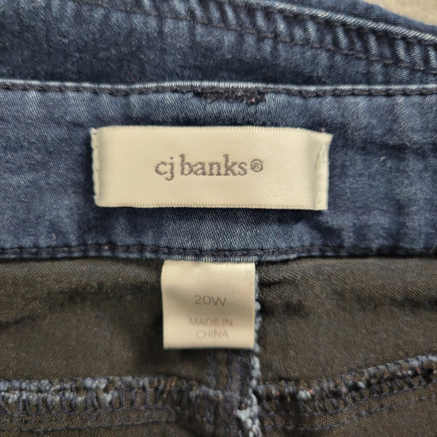 CJ Banks Jeans 20W Womens Plus Dark Wash Straight Elastic Waist Stretch SL111E