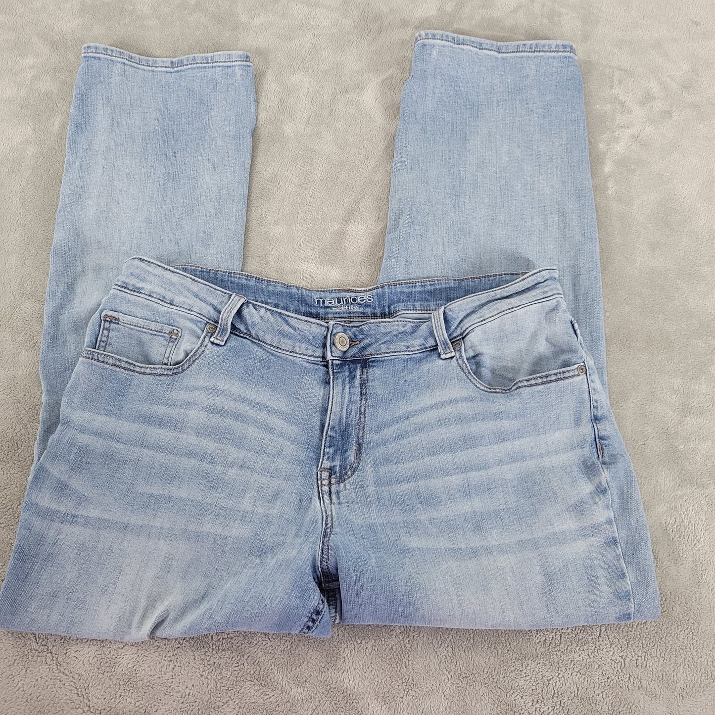 Maurices Jeans 18W Short Womens Plus Medium Wash Straight Leg Stretch SL110E