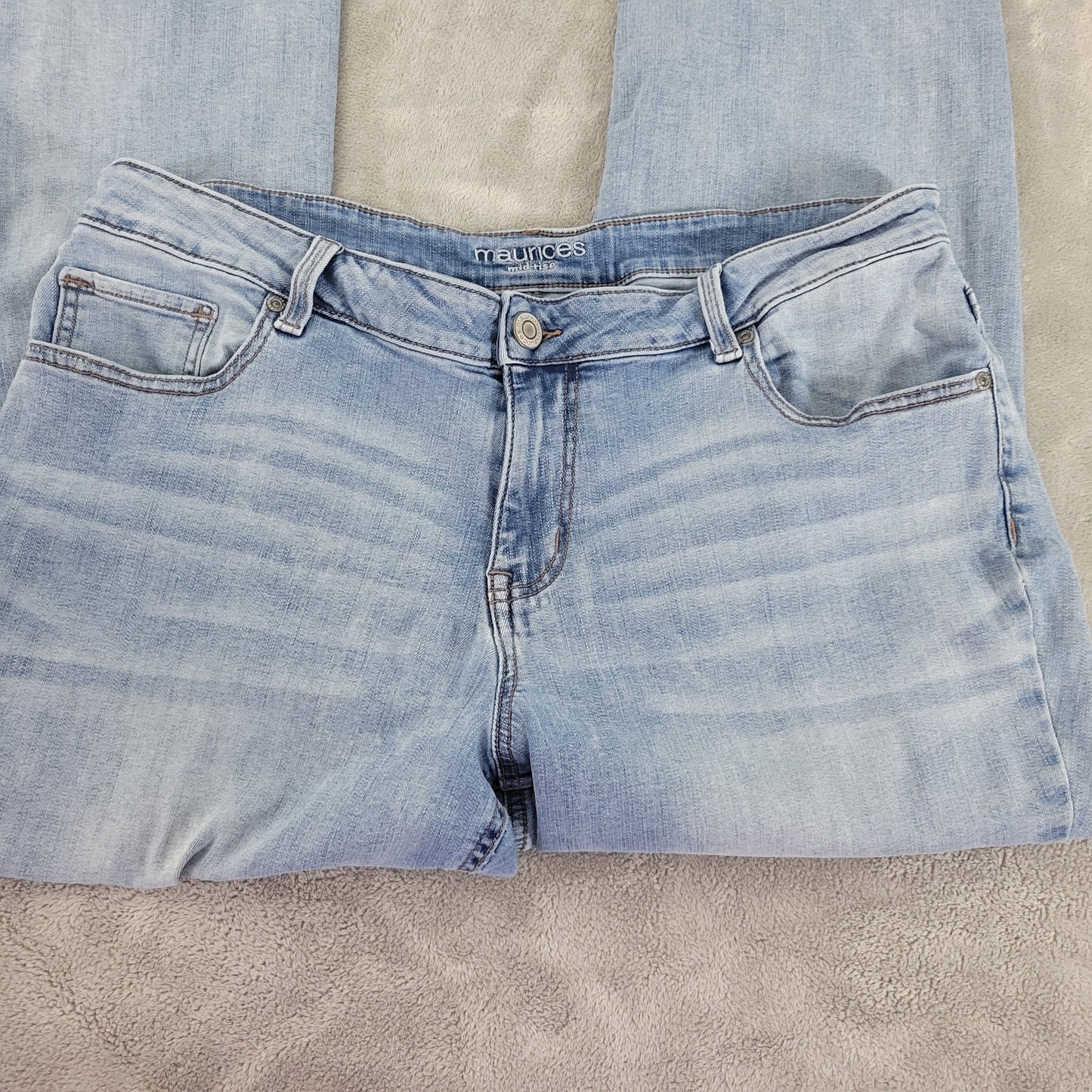 Maurices Jeans 18W Short Womens Plus Medium Wash Straight Leg Stretch SL110E