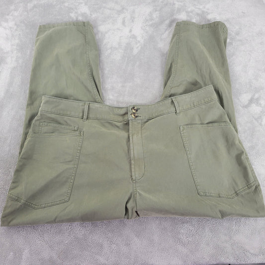 Sonoma Women 22W Pants Green Solid Straight Leg Cotton Blend Stretch GRE22E