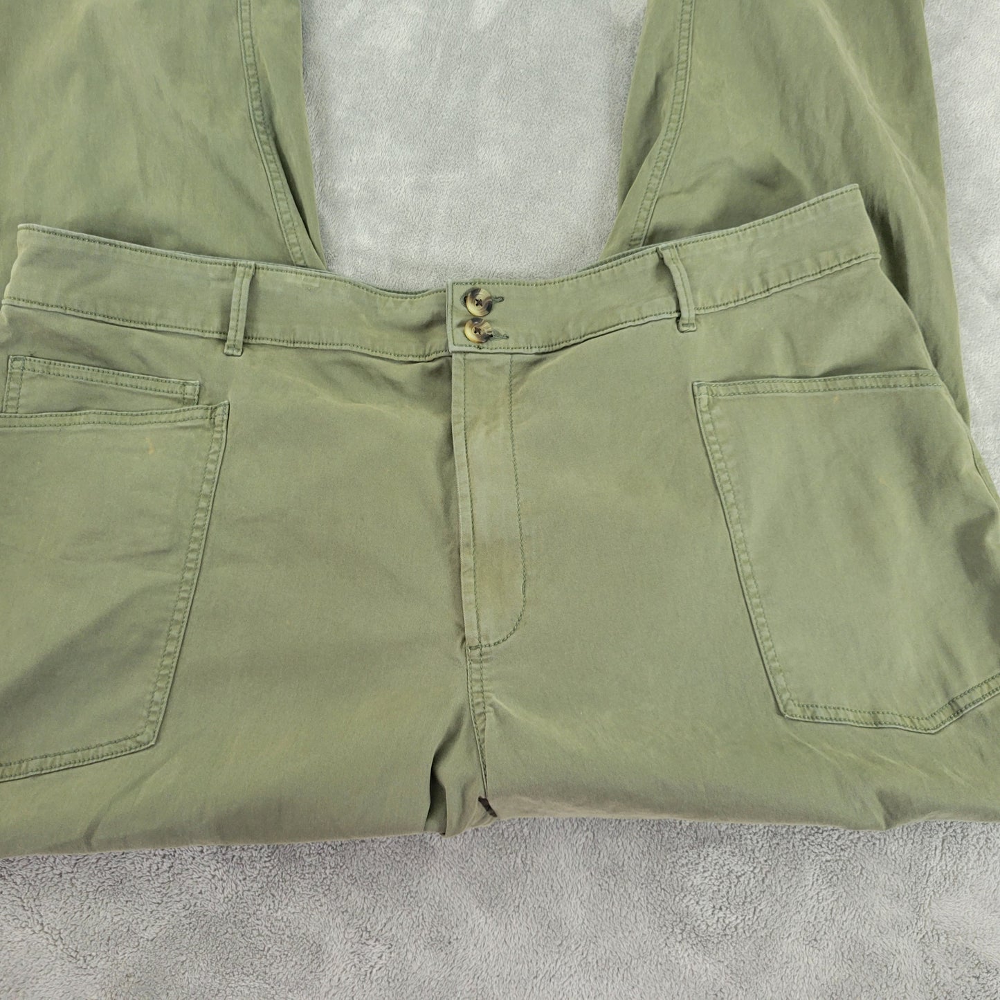 Sonoma Women 22W Pants Green Solid Straight Leg Cotton Blend Stretch GRE22E