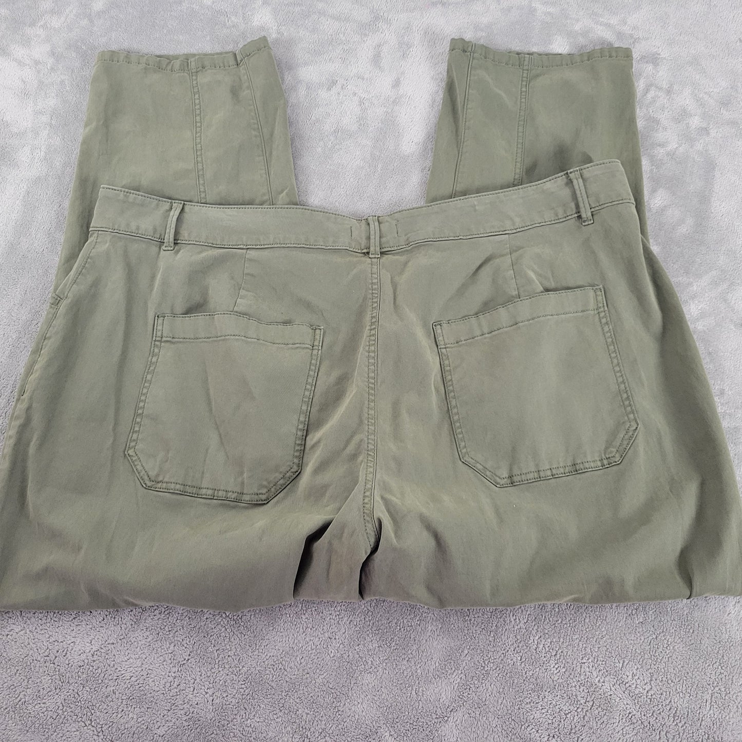 Sonoma Women 22W Pants Green Solid Straight Leg Cotton Blend Stretch GRE22E