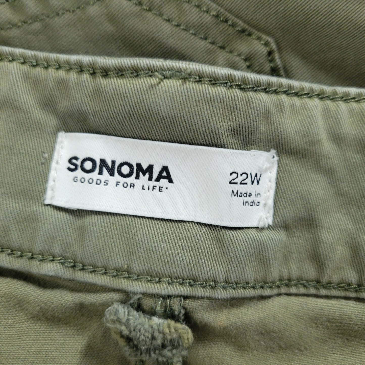 Sonoma Women 22W Pants Green Solid Straight Leg Cotton Blend Stretch GRE22E