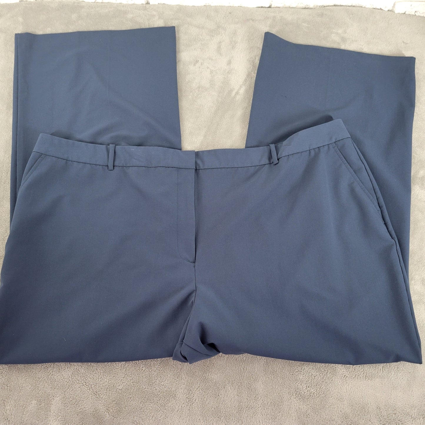Worthington Women 28W Dress Pants Blue Solid Curvy Trousers Pockets BLU60E