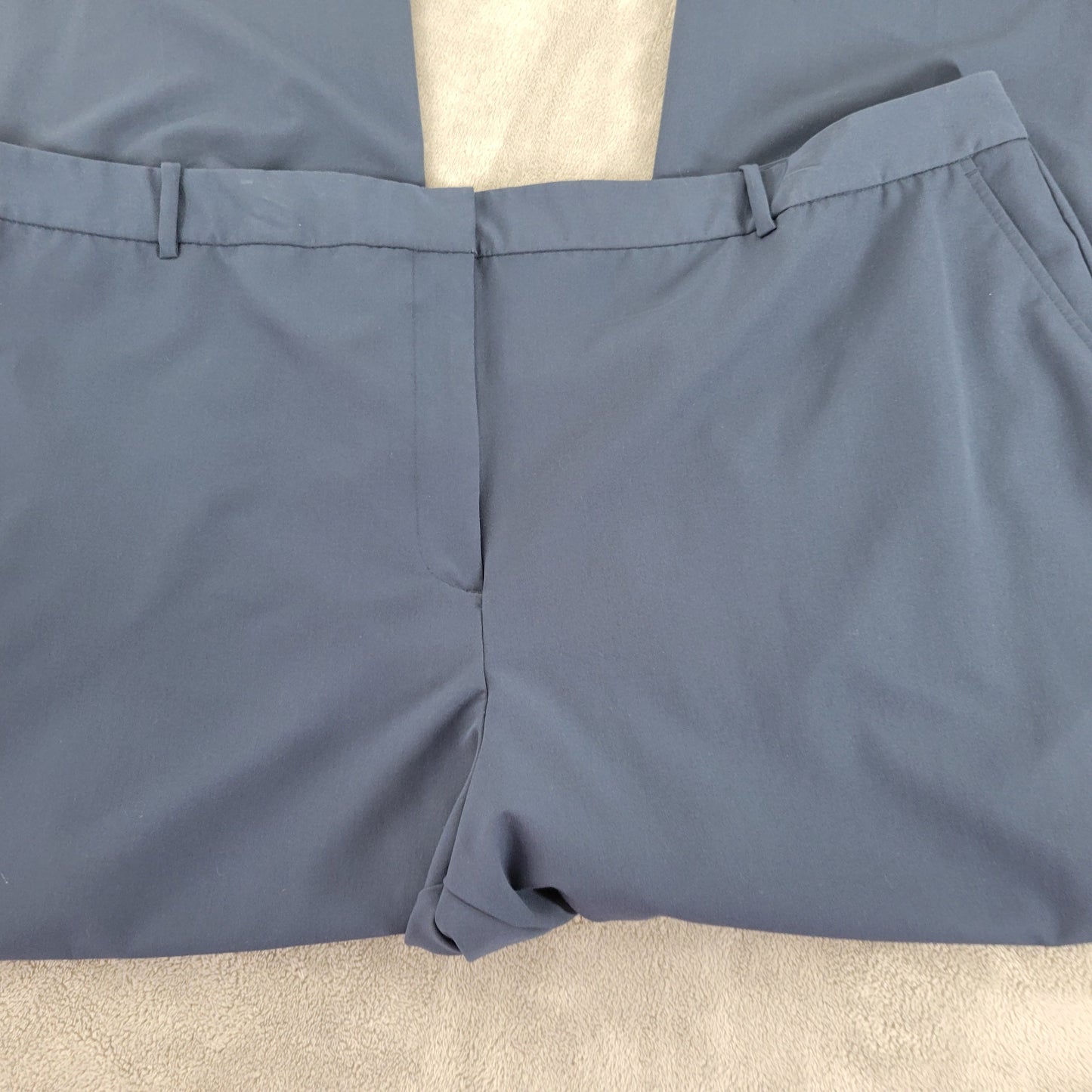 Worthington Women 28W Dress Pants Blue Solid Curvy Trousers Pockets BLU60E