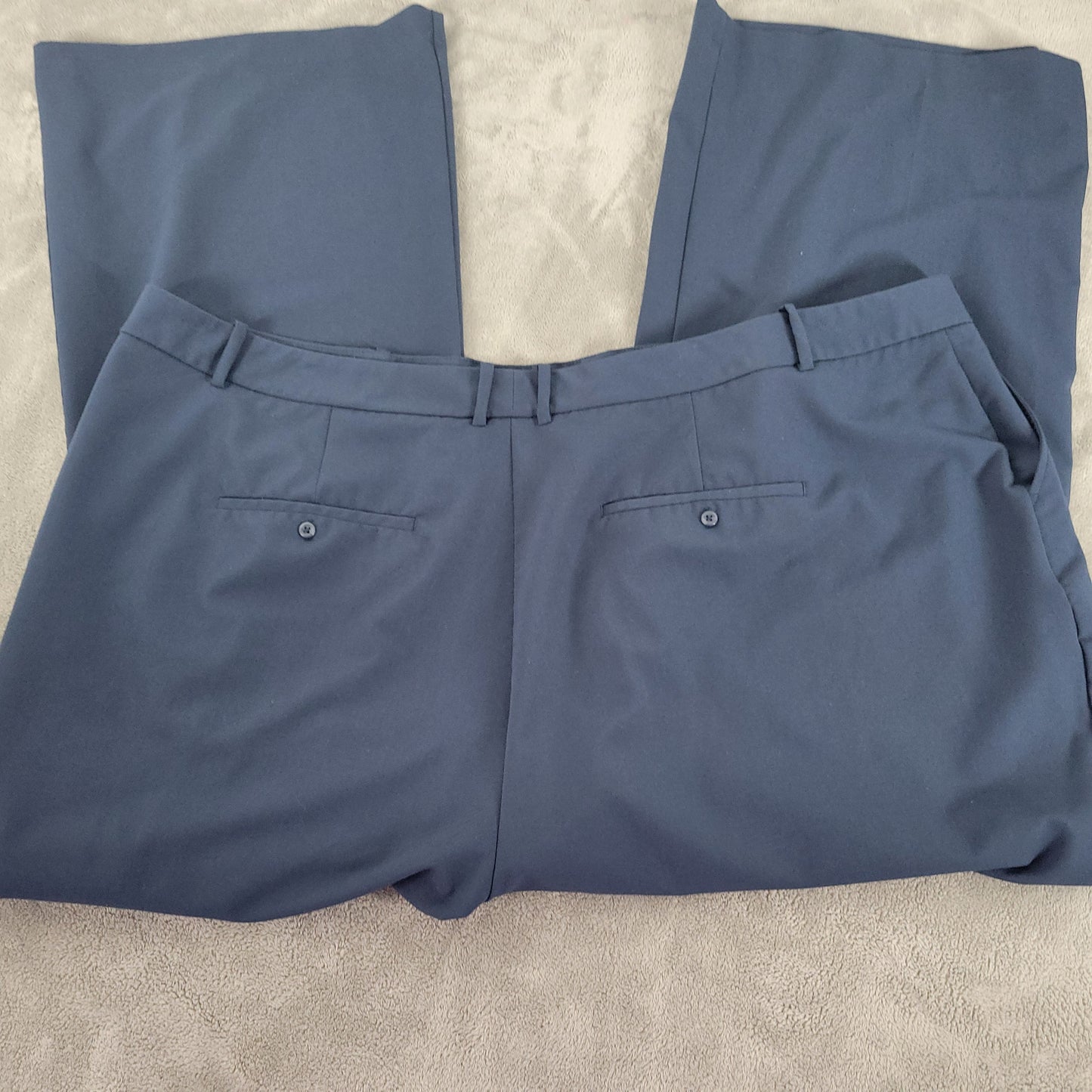Worthington Women 28W Dress Pants Blue Solid Curvy Trousers Pockets BLU60E