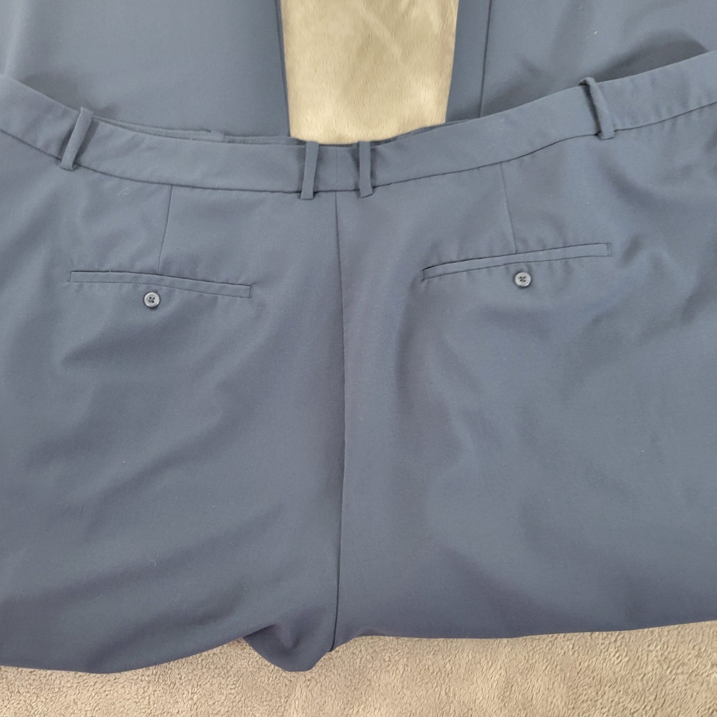 Worthington Women 28W Dress Pants Blue Solid Curvy Trousers Pockets BLU60E