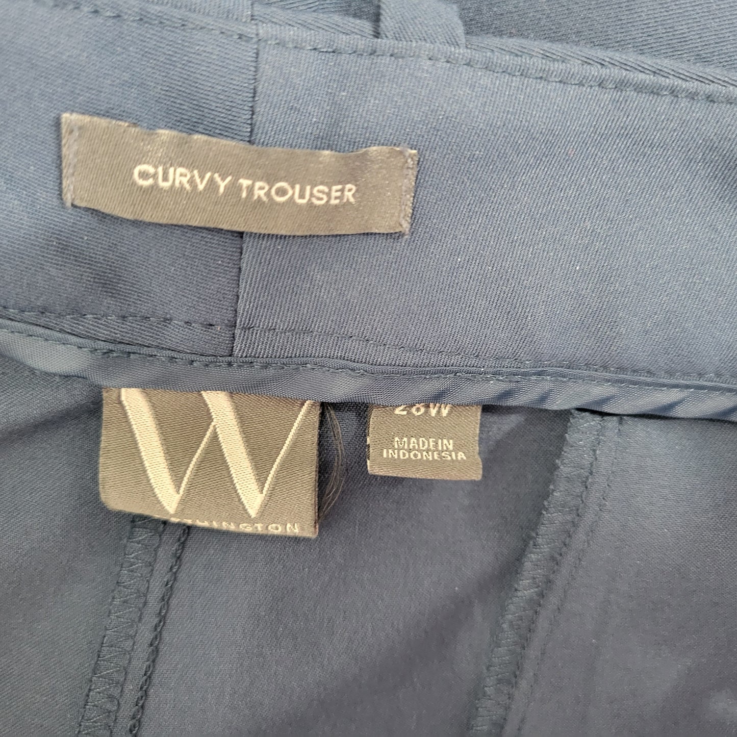 Worthington Women 28W Dress Pants Blue Solid Curvy Trousers Pockets BLU60E