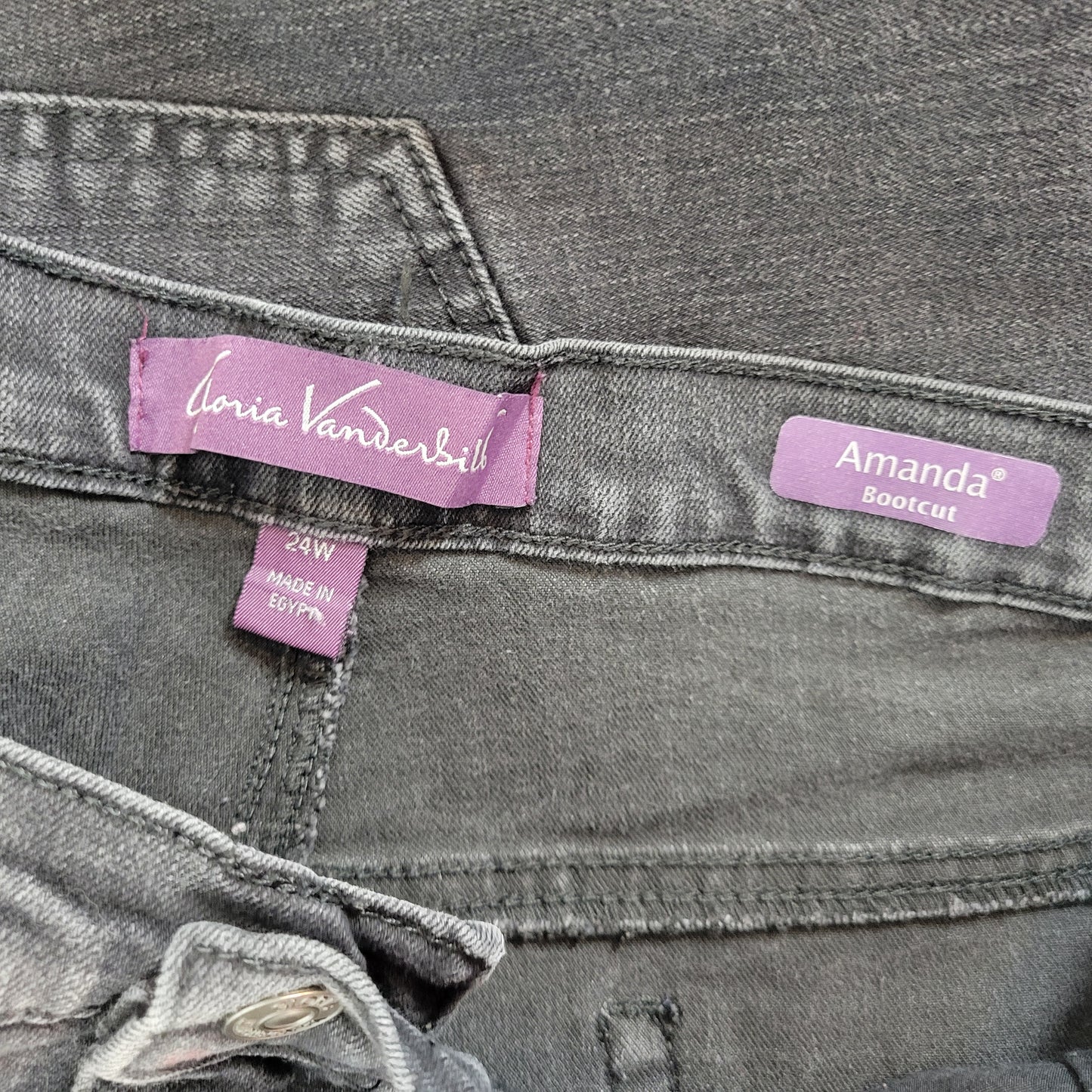 Gloria Vanderbilt Amanda Jeans 24W Plus Black Cropped Bootcut BOO2E