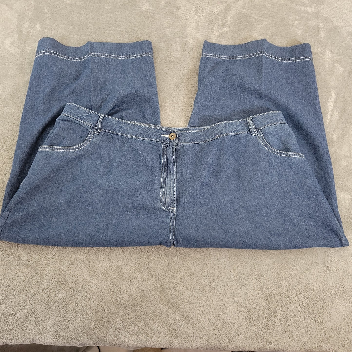 Ellos Jeans 22W Plus Medium Blue Capri Elastic Waist 100% Cotton CAP16E