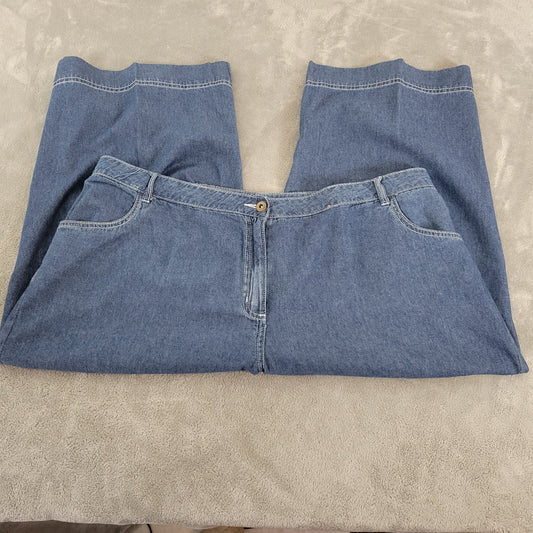 Ellos Jeans 22W Plus Medium Blue Capri Elastic Waist 100% Cotton CAP16E