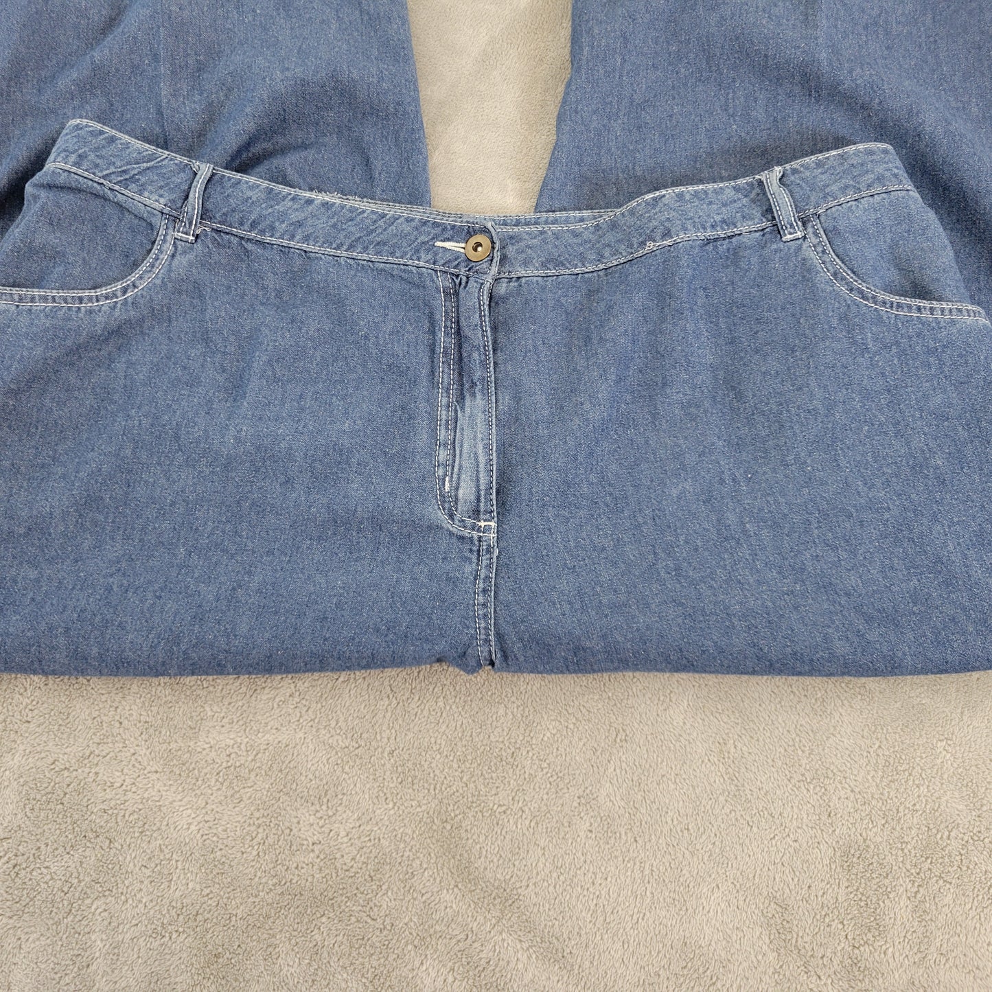 Ellos Jeans 22W Plus Medium Blue Capri Elastic Waist 100% Cotton CAP16E