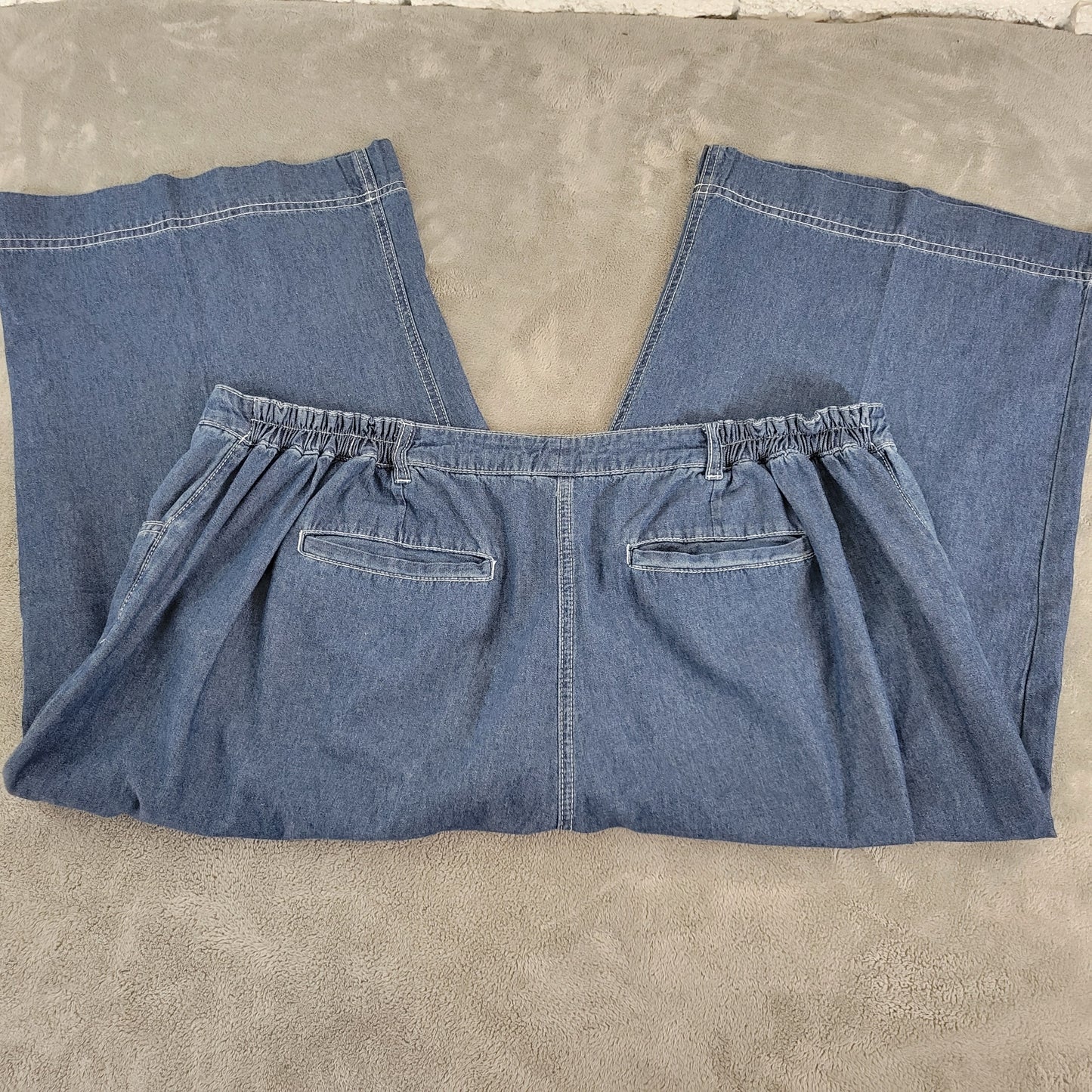 Ellos Jeans 22W Plus Medium Blue Capri Elastic Waist 100% Cotton CAP16E