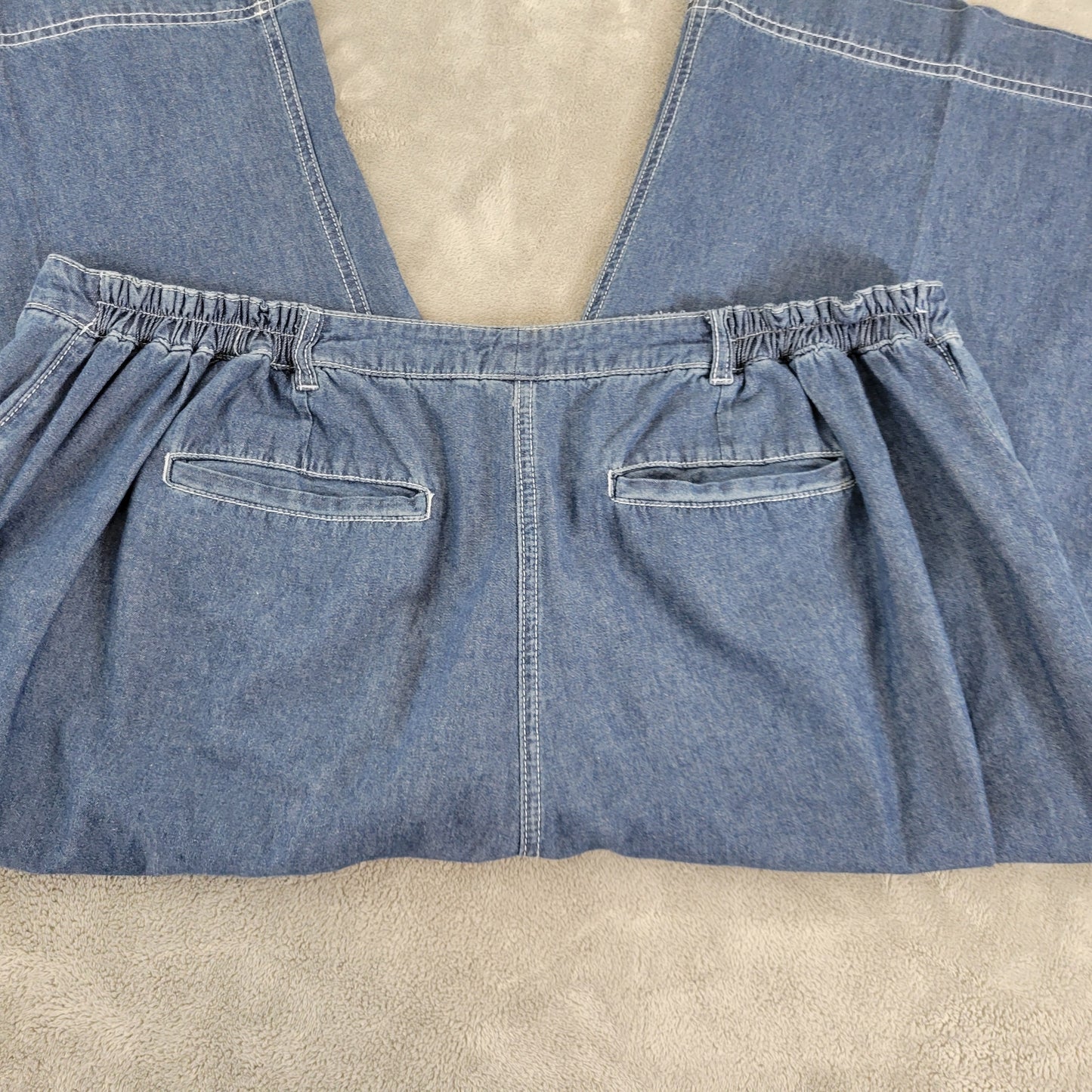 Ellos Jeans 22W Plus Medium Blue Capri Elastic Waist 100% Cotton CAP16E