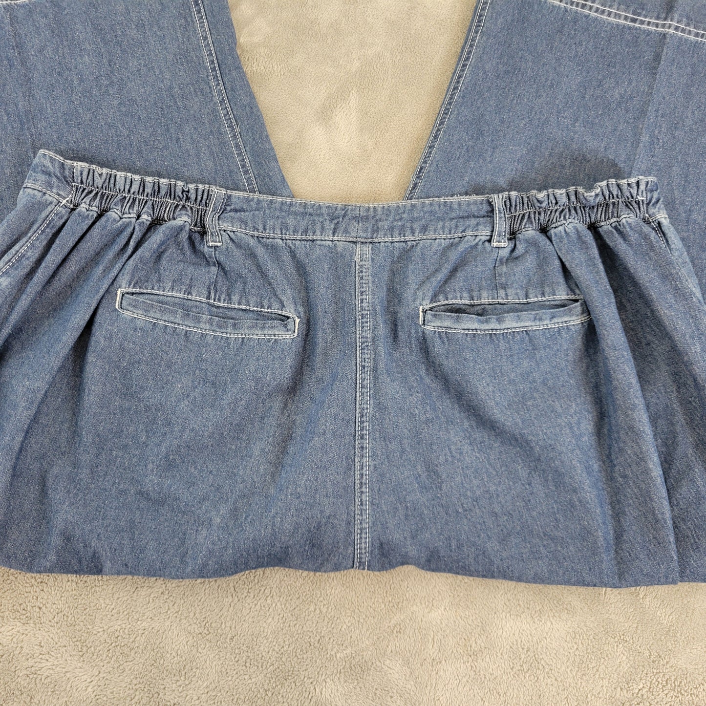 Ellos Jeans 22W Plus Medium Blue Capri Elastic Waist 100% Cotton CAP16E