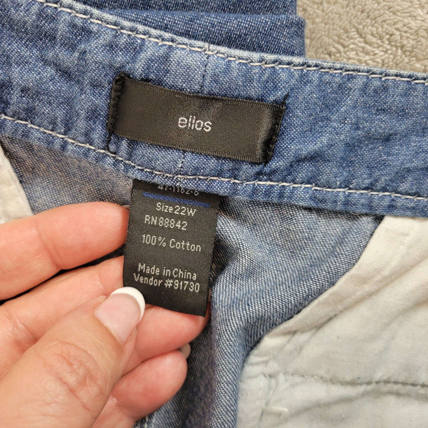 Ellos Jeans 22W Plus Medium Blue Capri Elastic Waist 100% Cotton CAP16E
